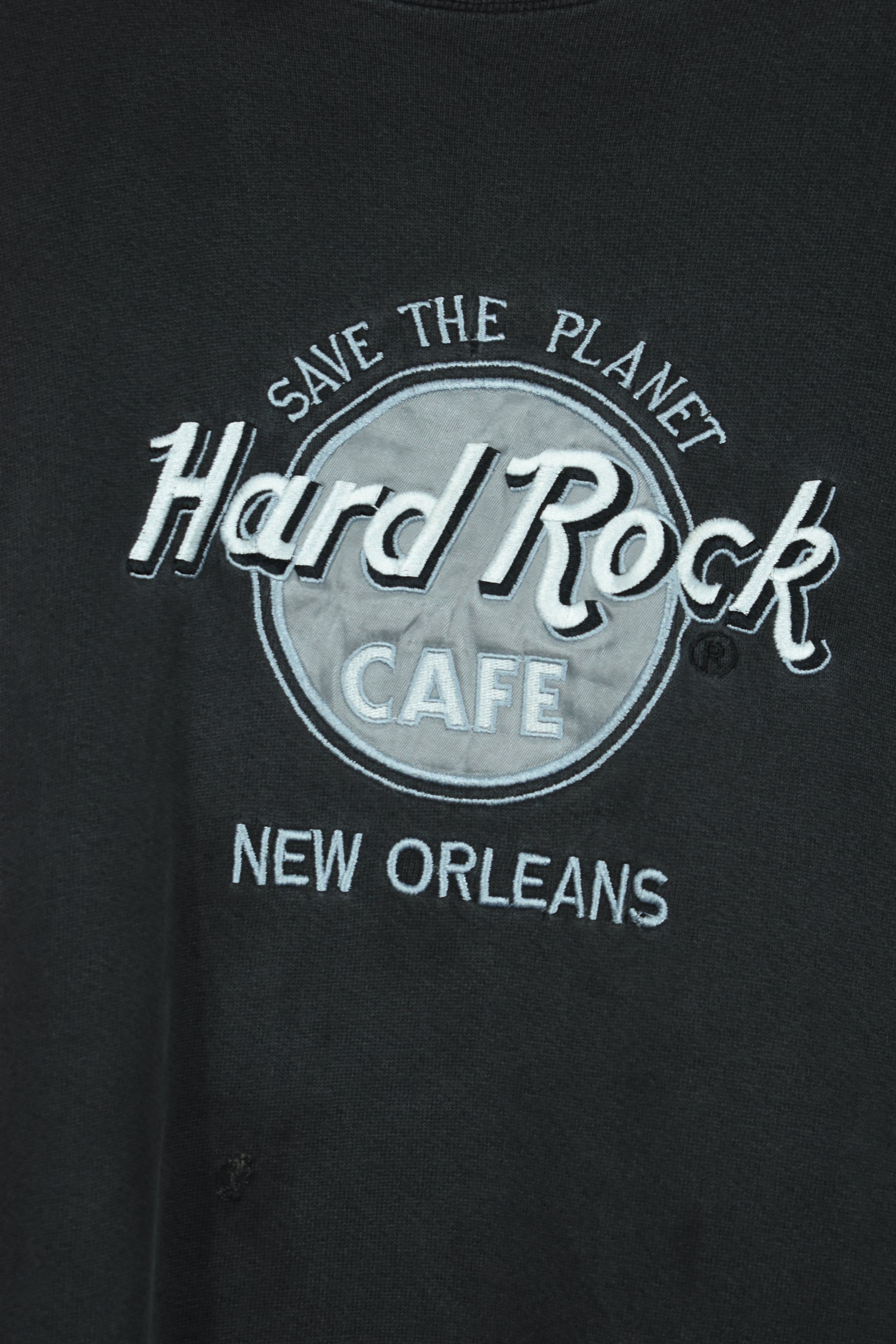 Vintage Hard Rock Cafe Embroidery Sweatshirt Grey Xlarge