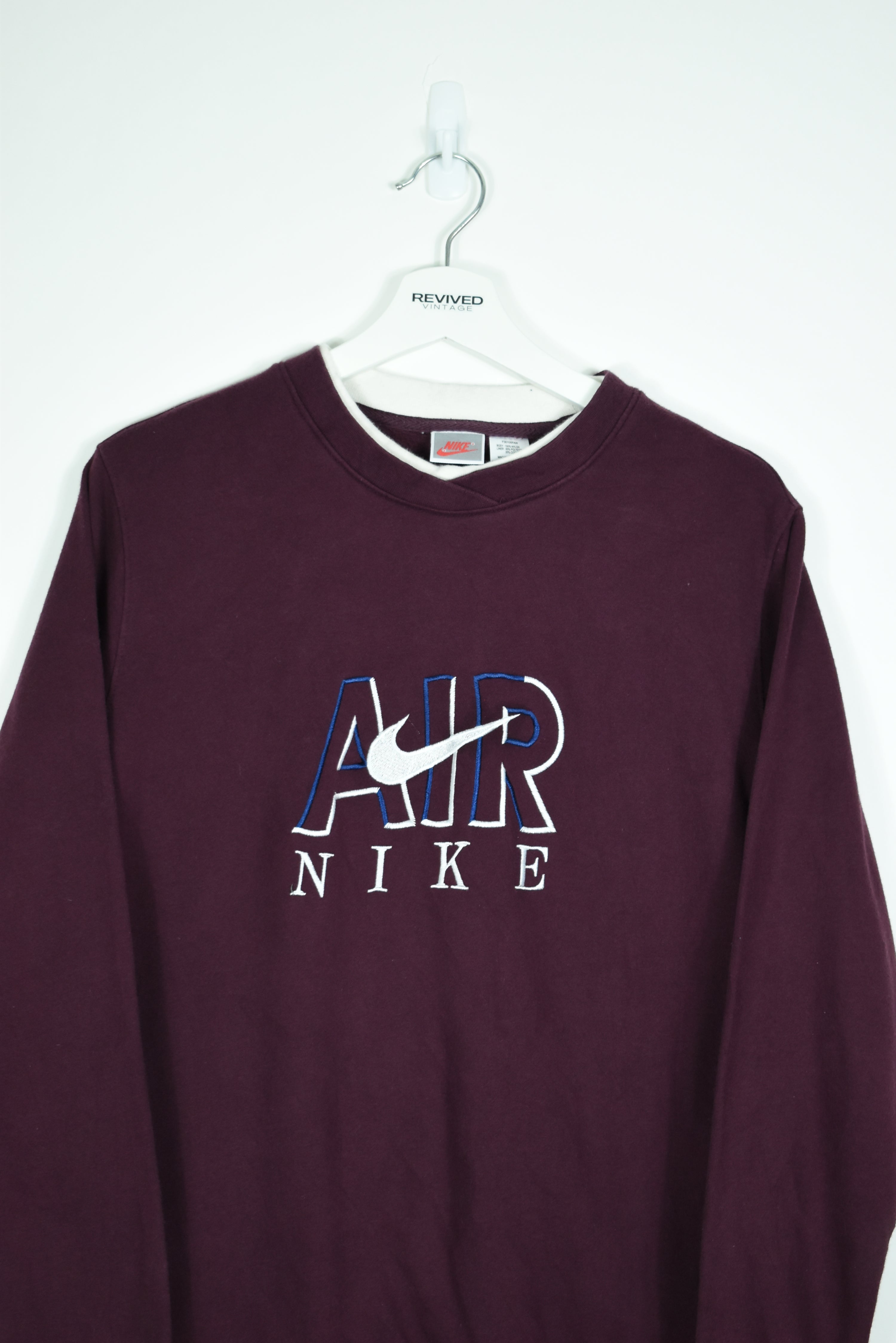 Vintage Nike Air Embroidery Bootleg Sweatshirt Maroon Medium