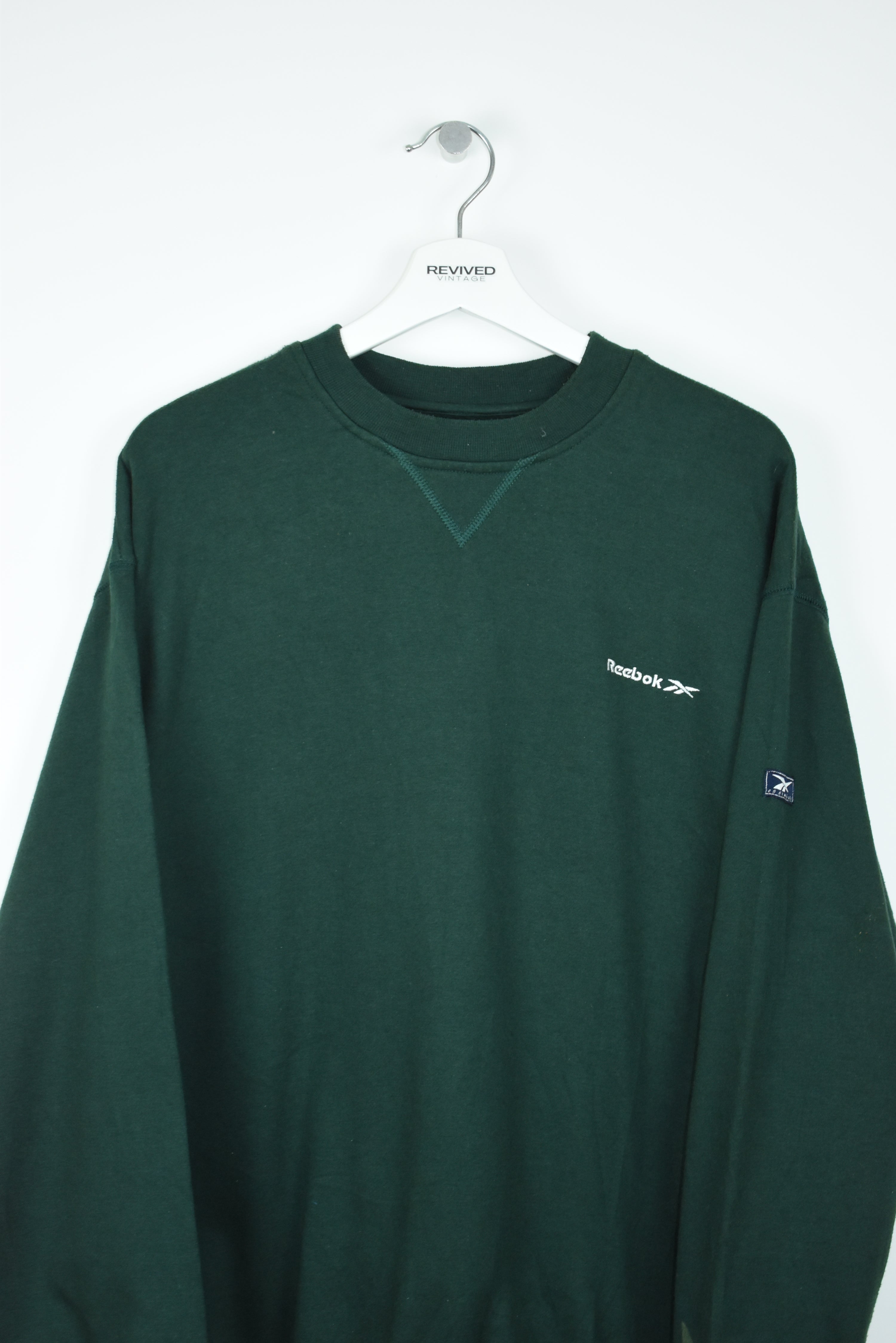VINTAGE REEBOK EMBROIDERY SMALL LOGO SWEATSHIRT FORREST GREEN XLARGE