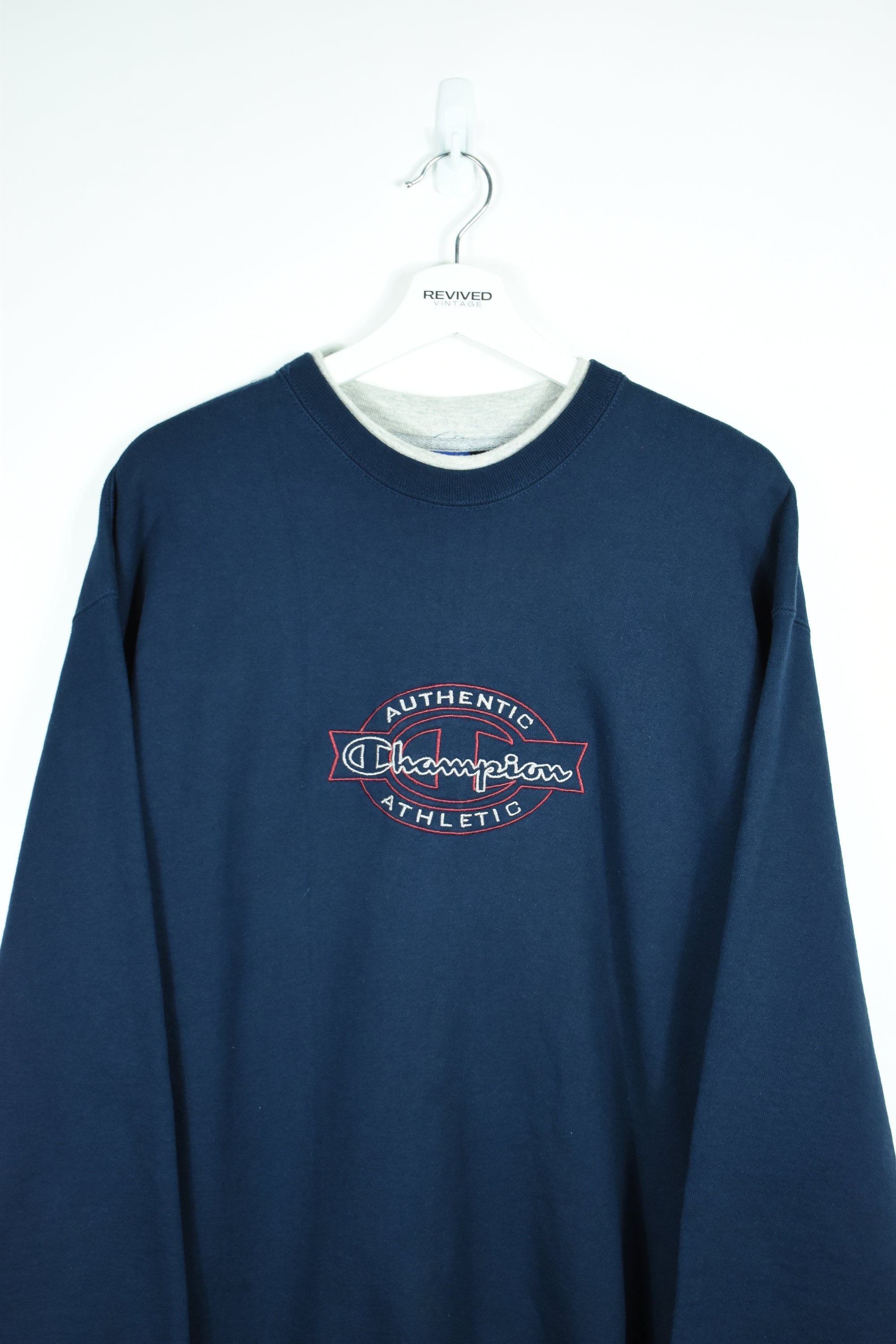 Vintage Champions Embroidery Double Collared Sweatshirt Xlarge