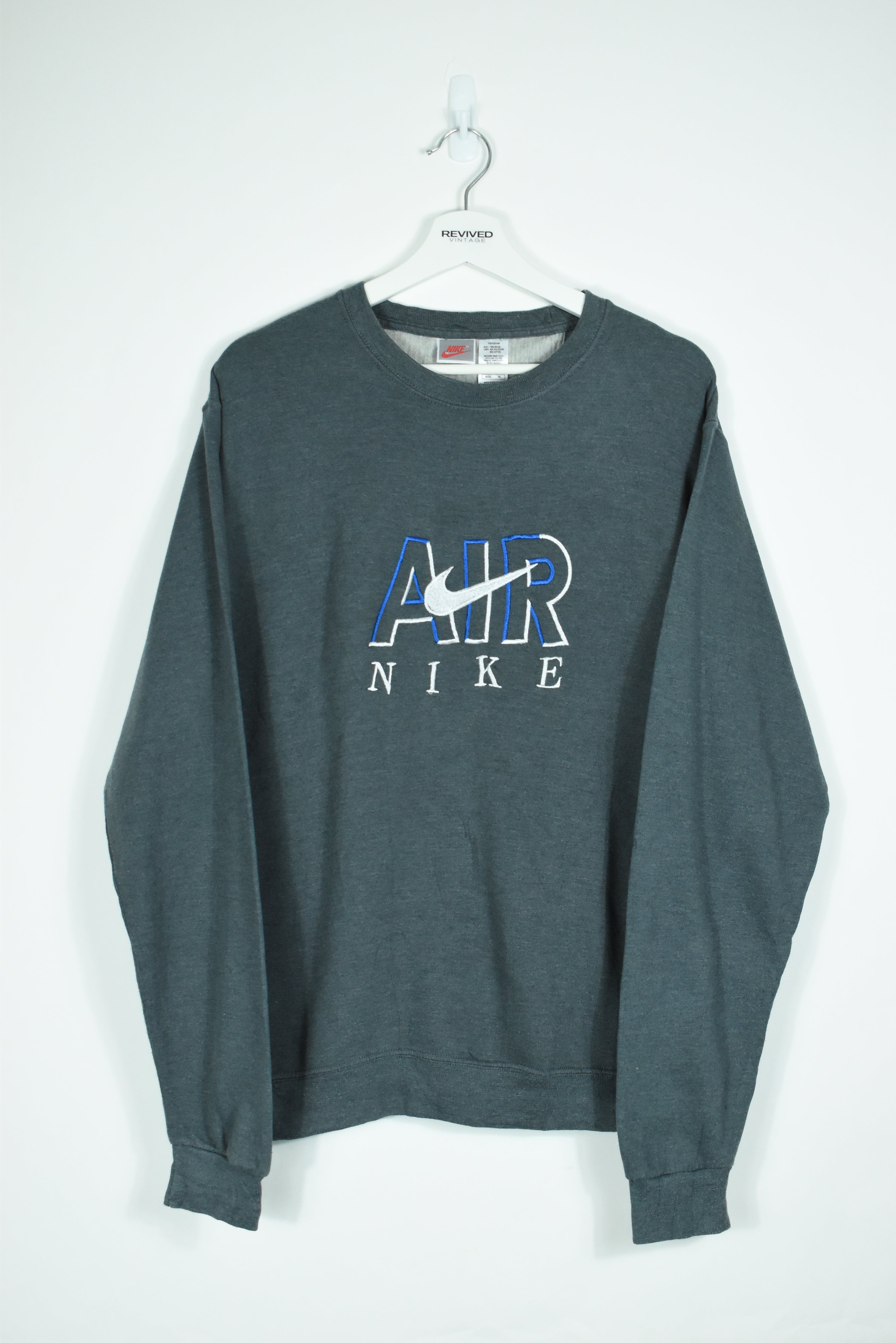 Vintage Nike Air Bootleg Embroidery Grey Sweatshirt Medium