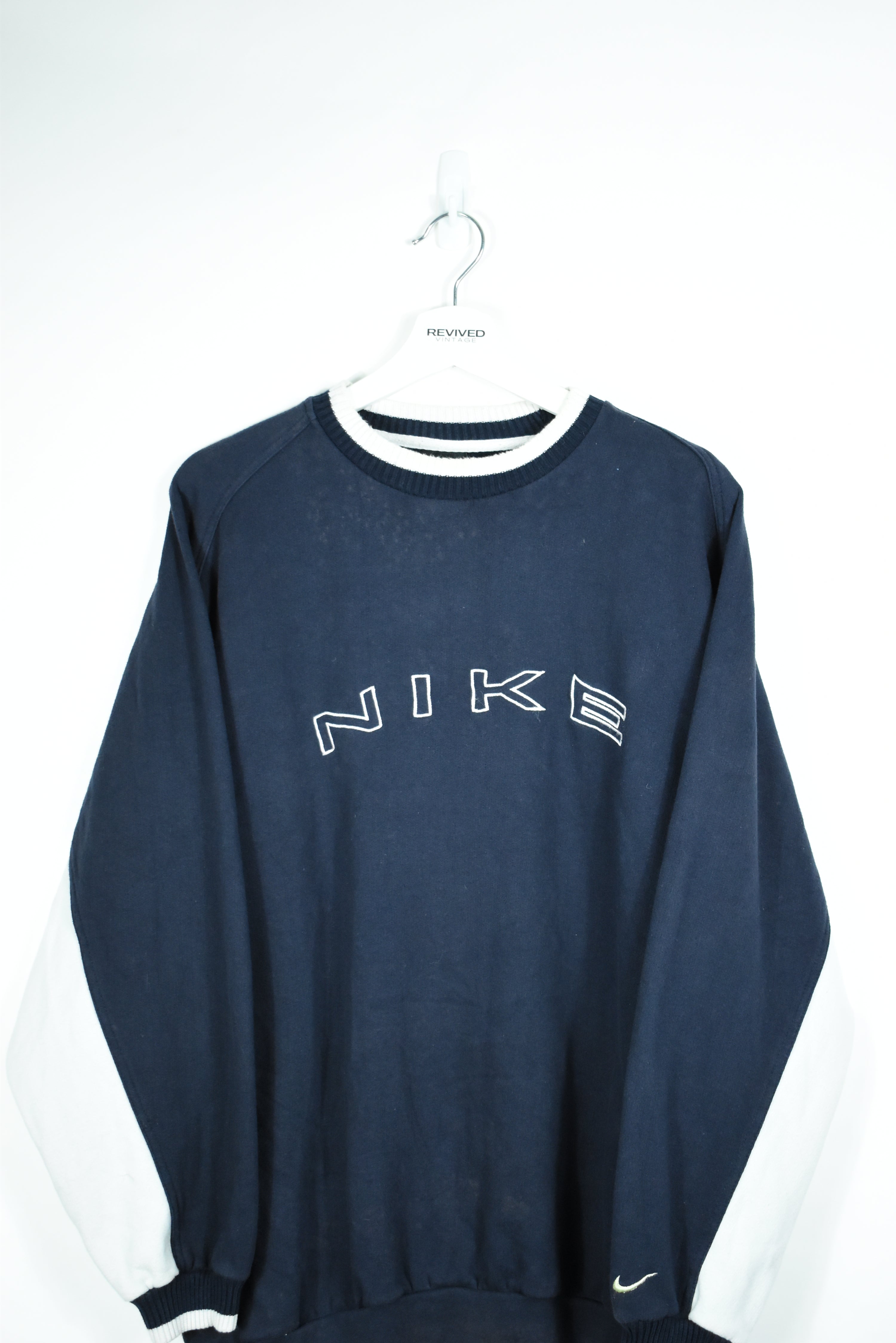 Vintage Nike Blue & White Embroidery Sweatshirt Xlarge