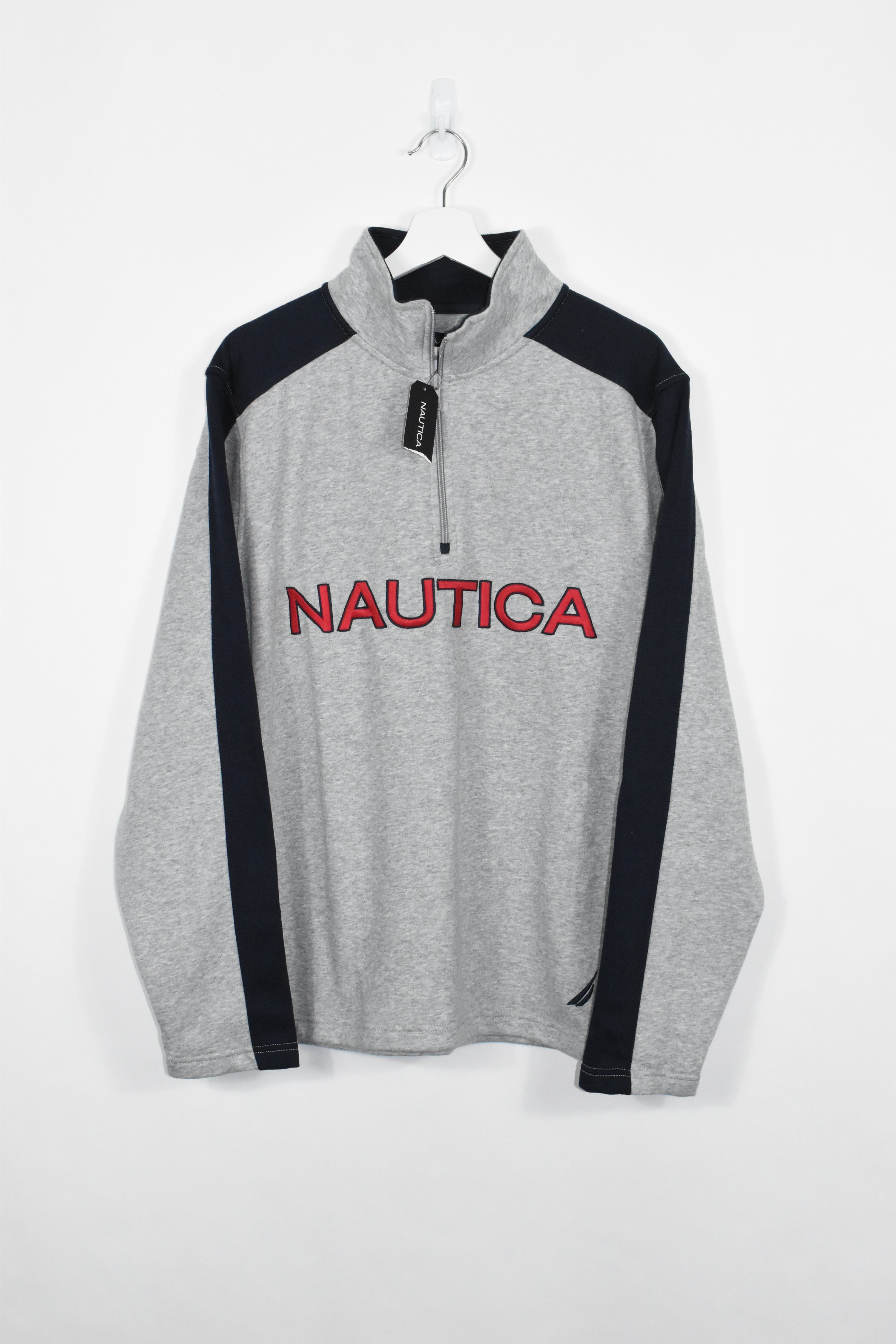 Vintage Nautica Embroidered 1/4 Zip Sweatshirt Large (Baggy)