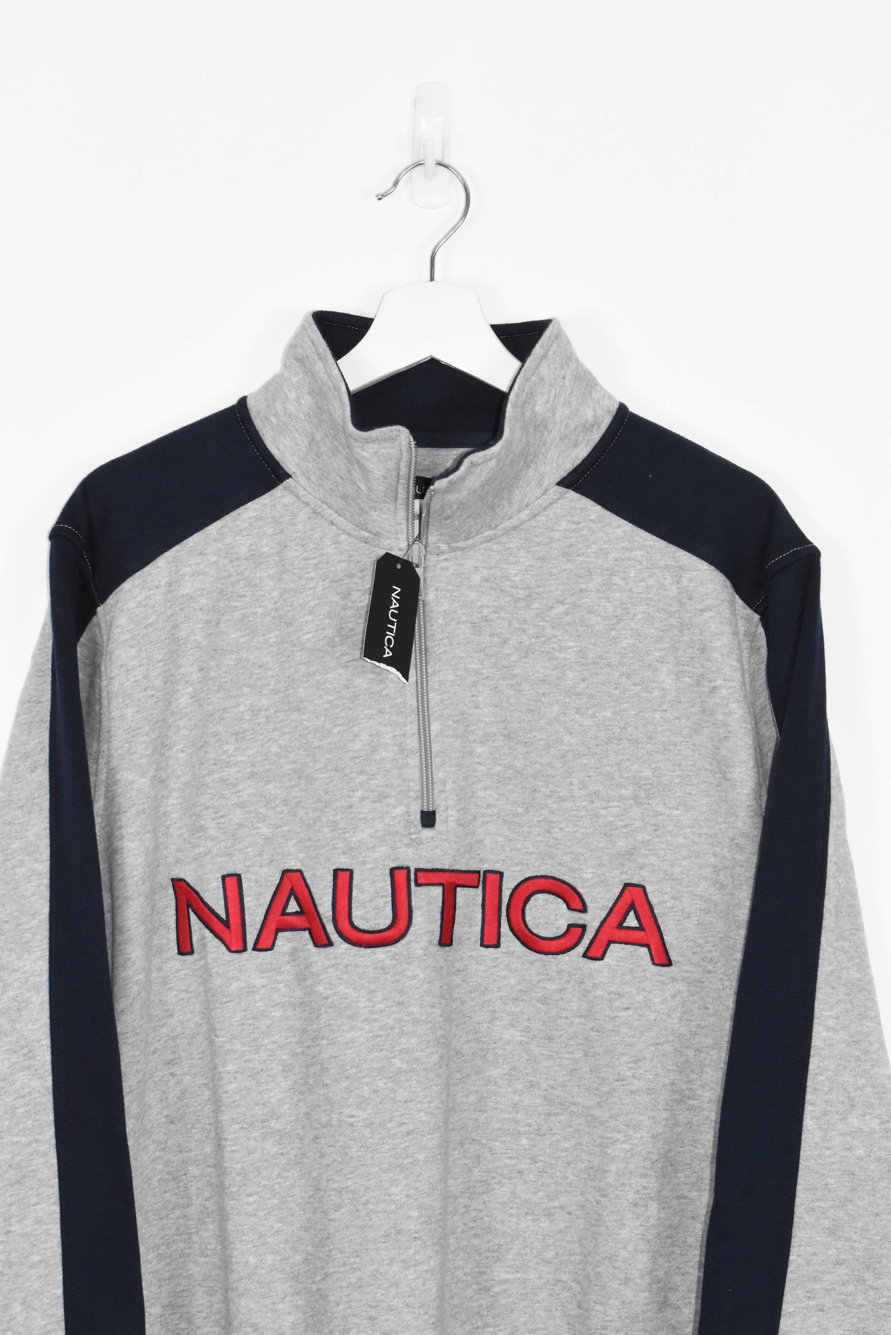 Vintage Nautica Embroidered 1/4 Zip Sweatshirt Large (Baggy)