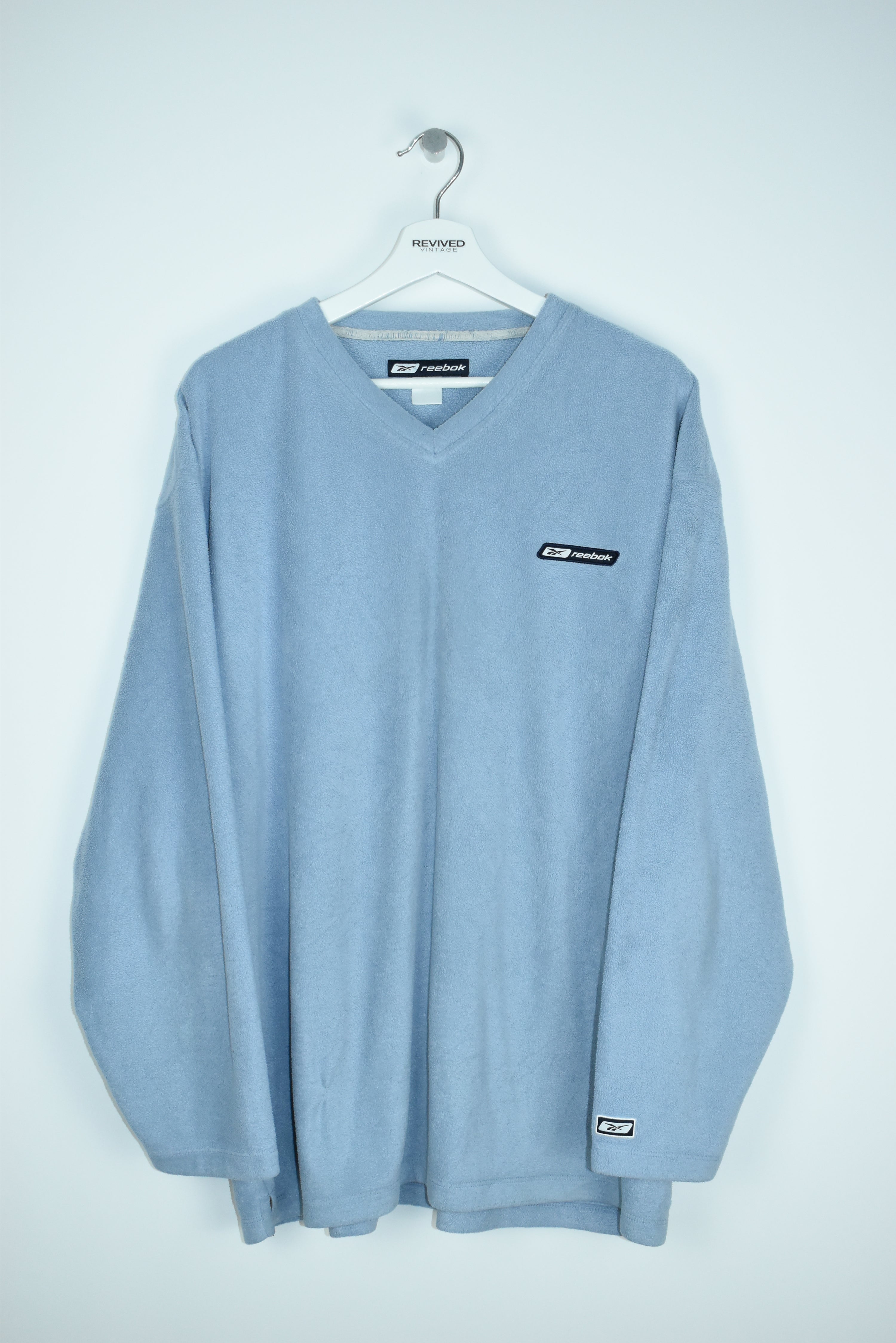 VINTAGE REEBOK EMBROIDERY BABY BLUE FLEECE SWEATSHIRT XLARGE