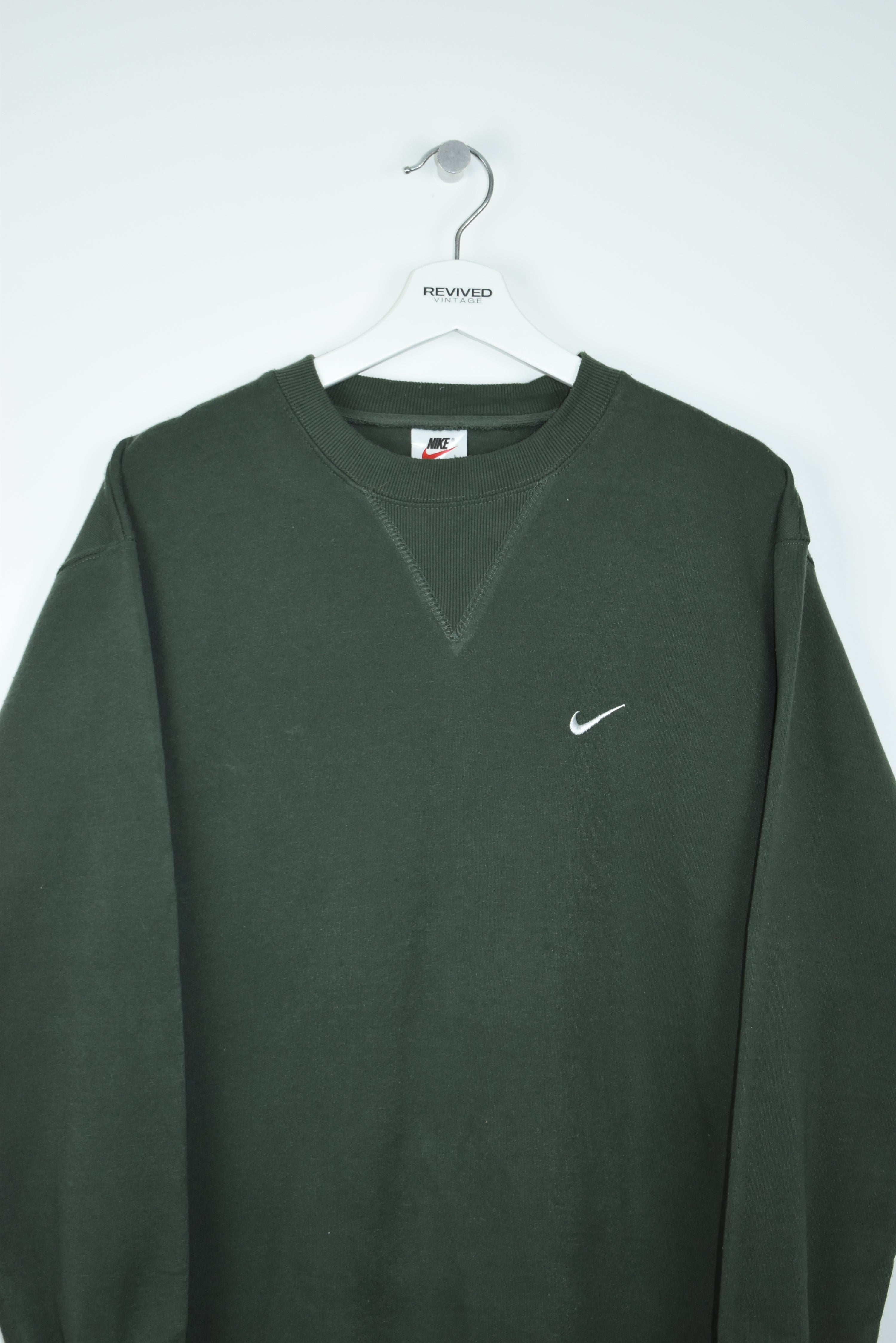 VINTAGE NIKE EMBROIDERY SMALL LOGO SWEATSHIRT FORREST GREEN LARGE