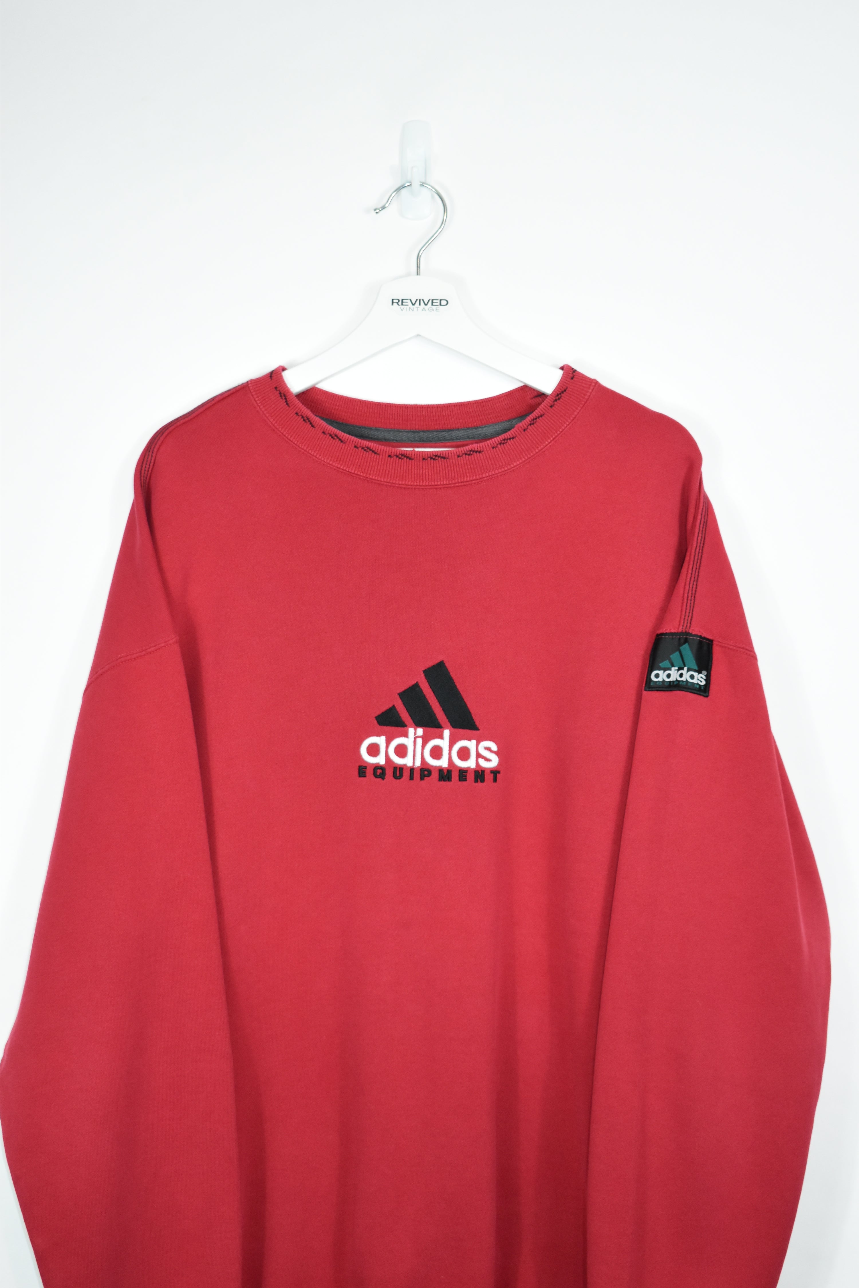 Vintage RARE Adidas Equipment Red Embroidery Sweatshirt XLARGE