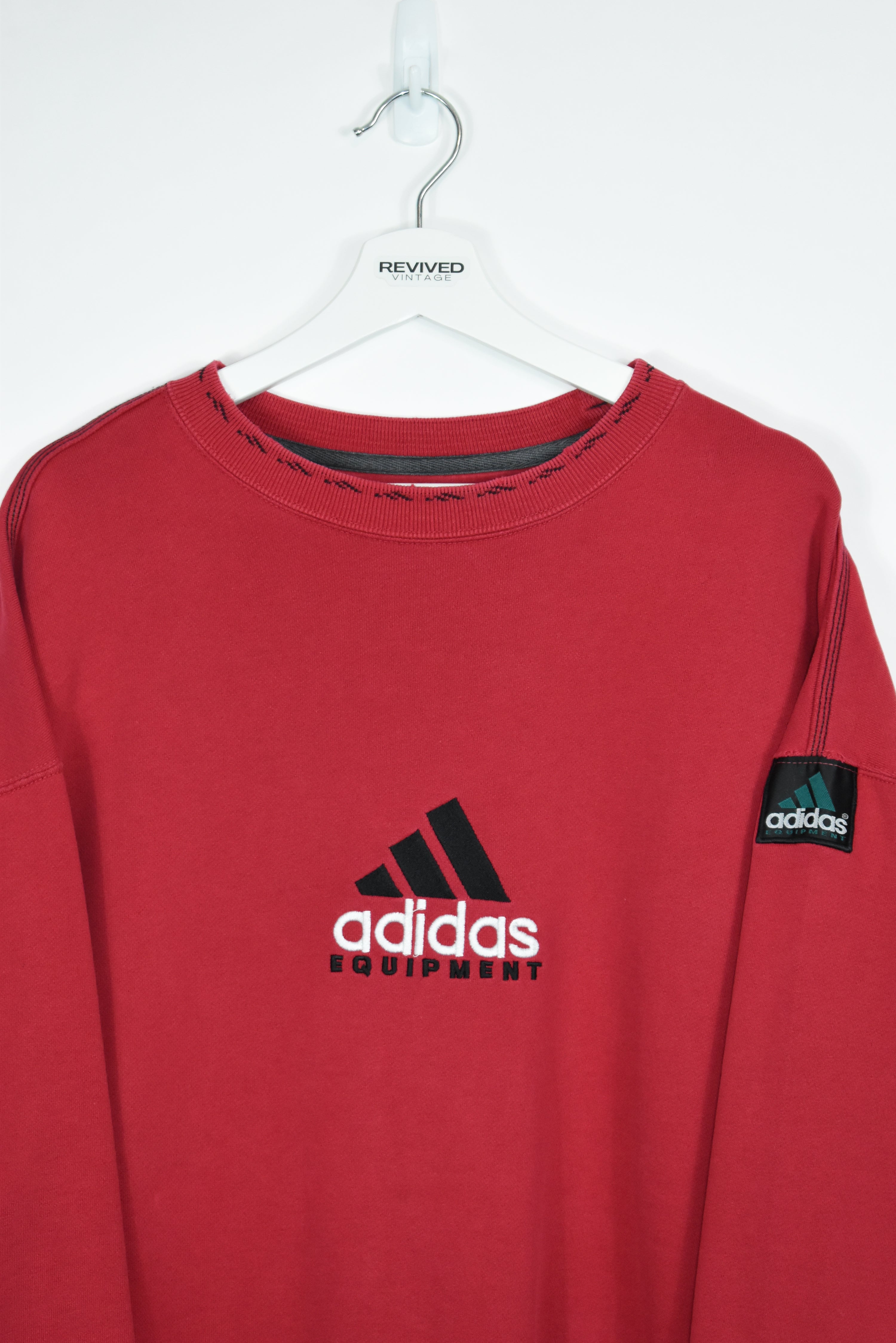 Vintage RARE Adidas Equipment Red Embroidery Sweatshirt XLARGE
