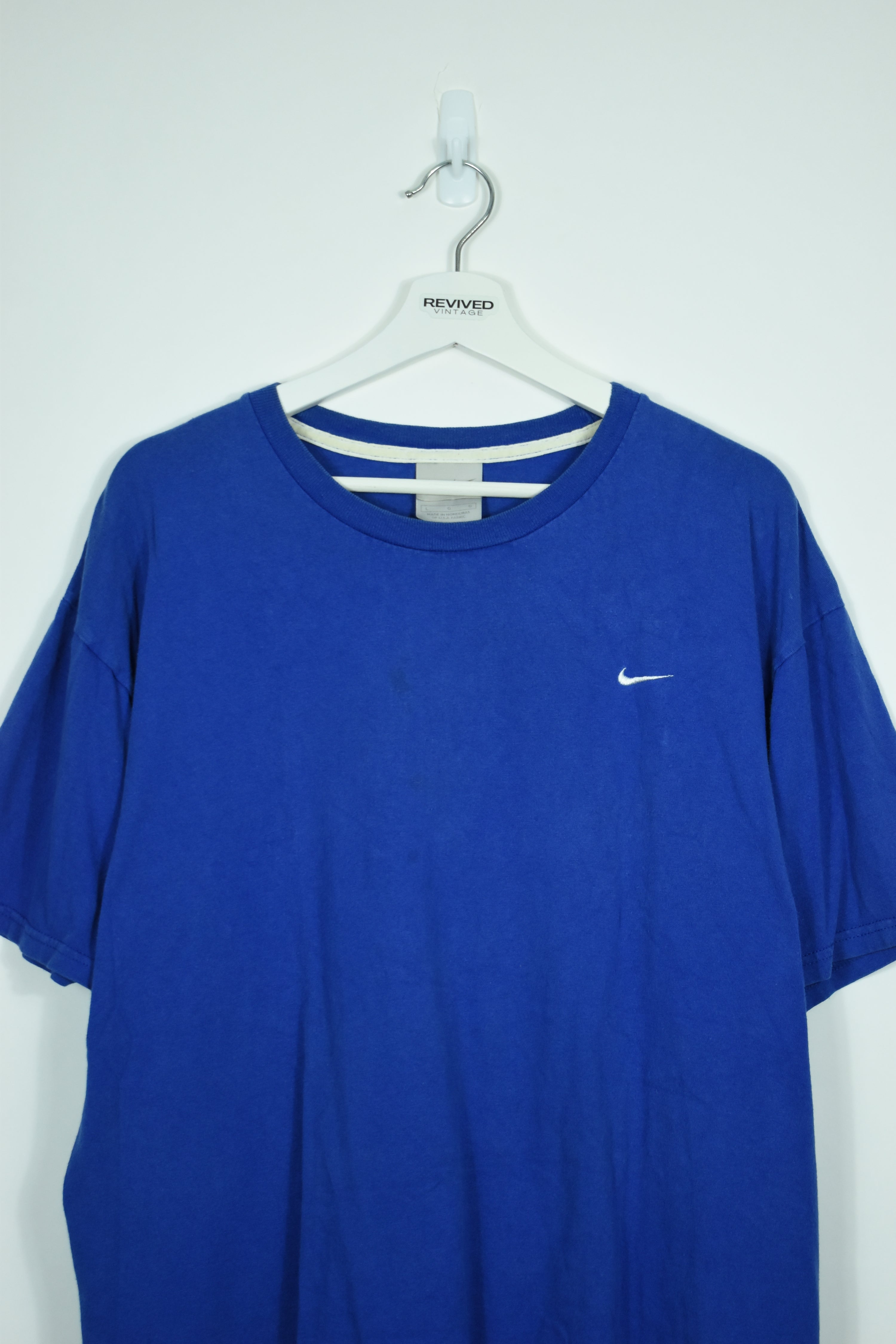 Vintage Nike Blue Small Swoosh T Shirt Large