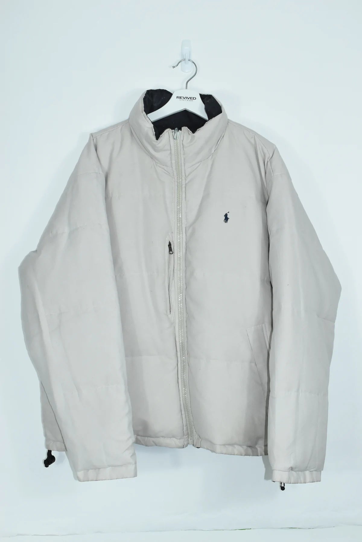 VINTAGE RALPH LAUREN REVERSIBLE PUFFER NAVY/CREAM XLARGE