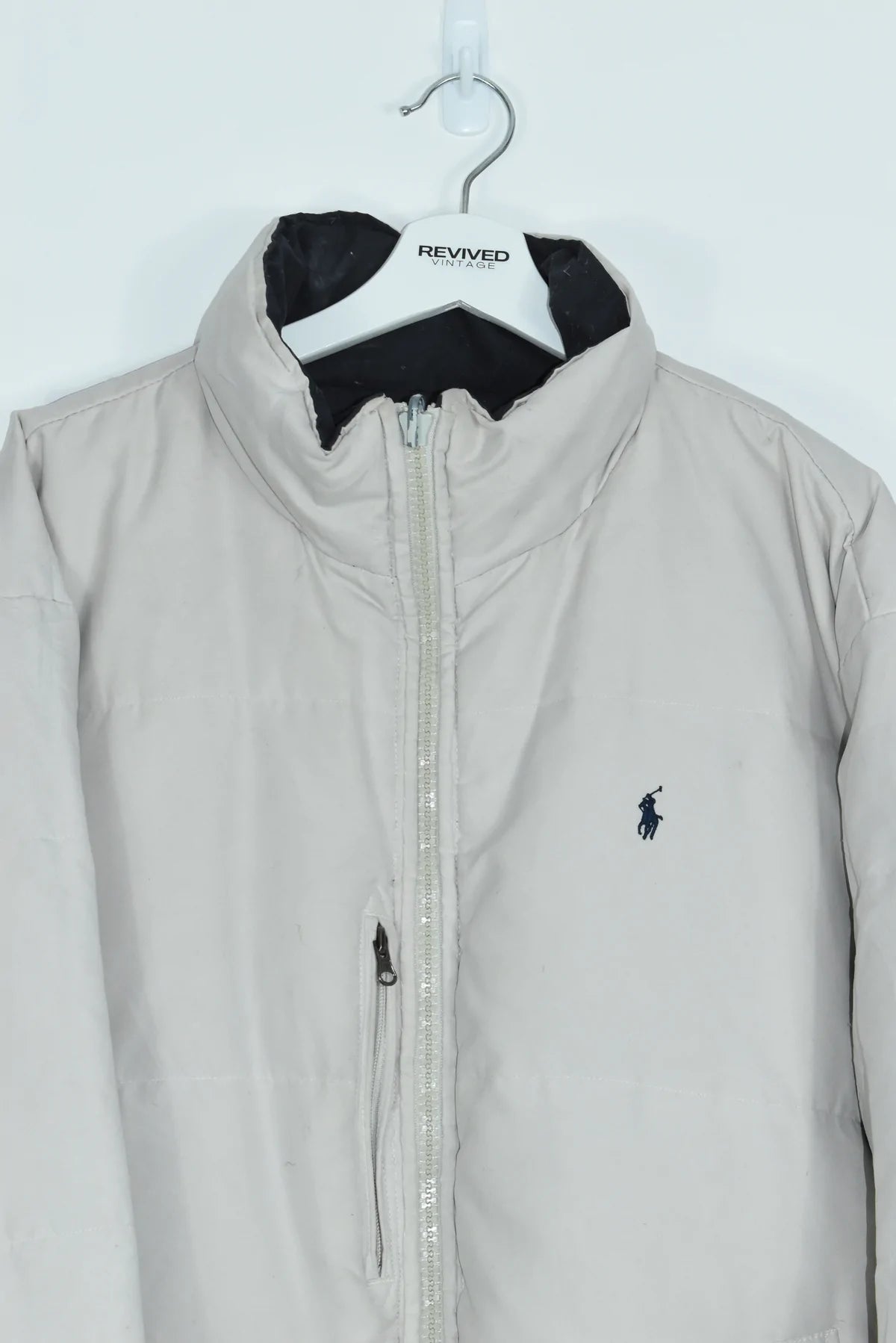 VINTAGE RALPH LAUREN REVERSIBLE PUFFER NAVY/CREAM XLARGE