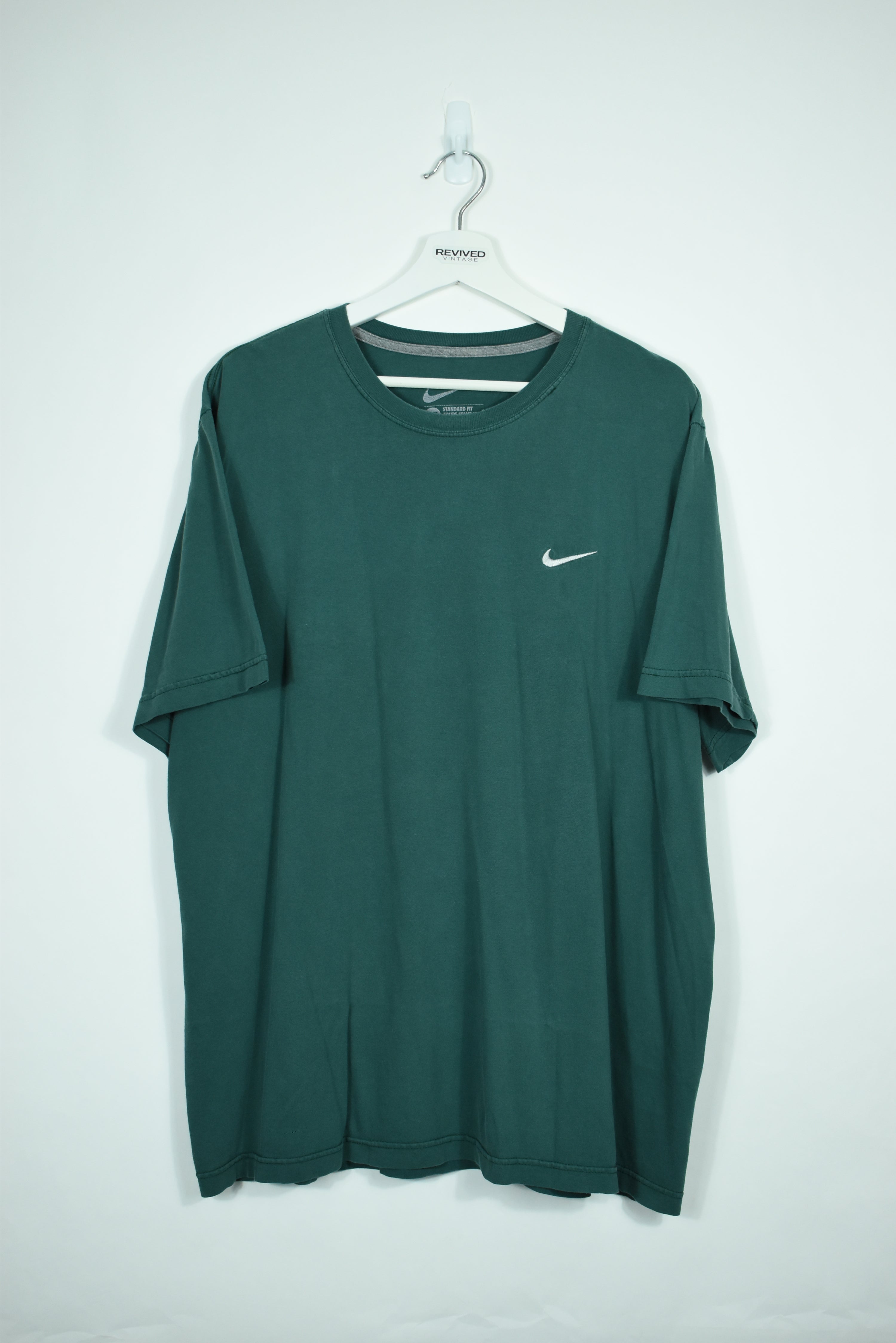 VINTAGE NIKE FORREST GREEN SMALL SWOOSH T SHIRT LARGE