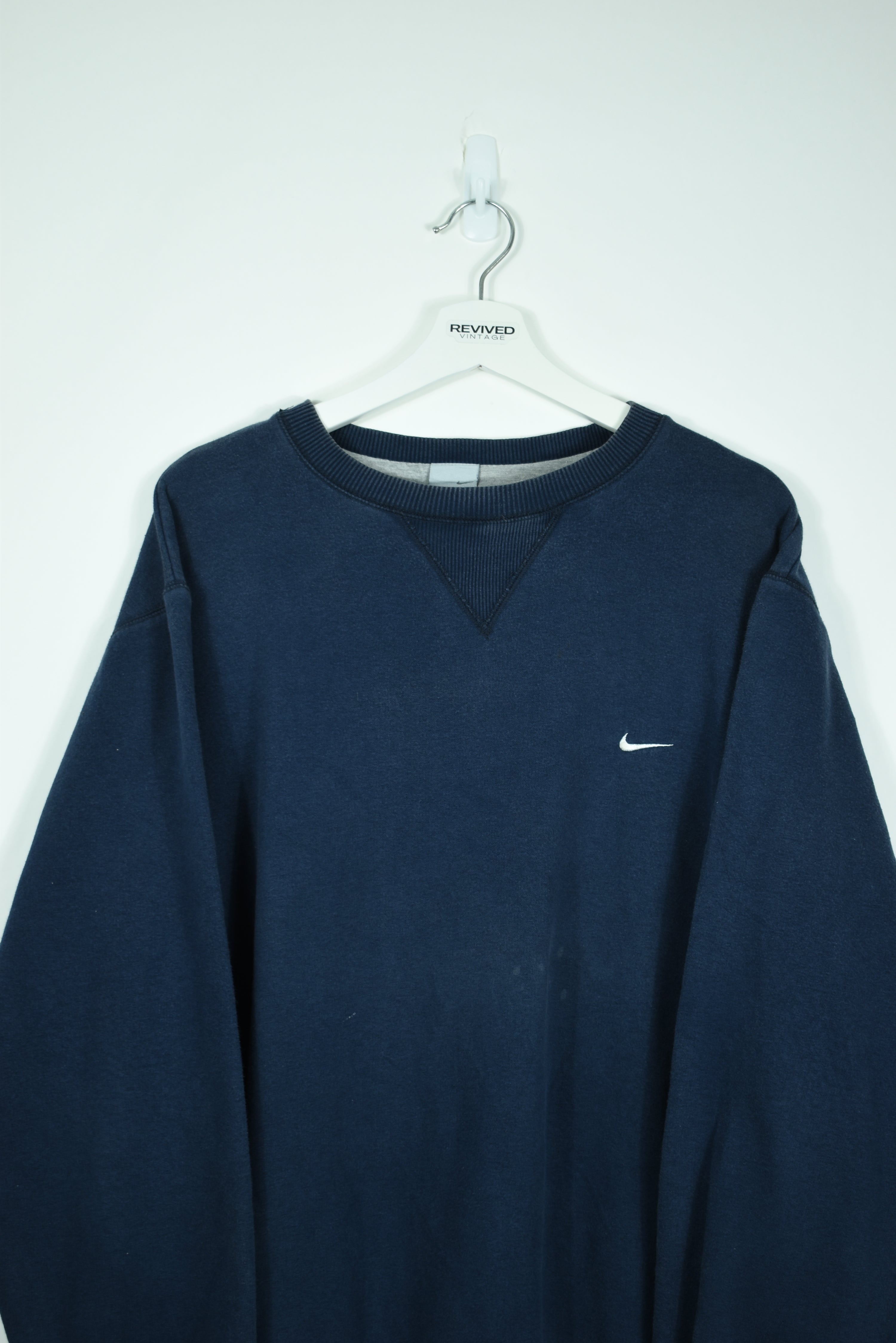 VINTAGE NIKE EMBROIDERY SMALL SWOOSH NAVY LARGE