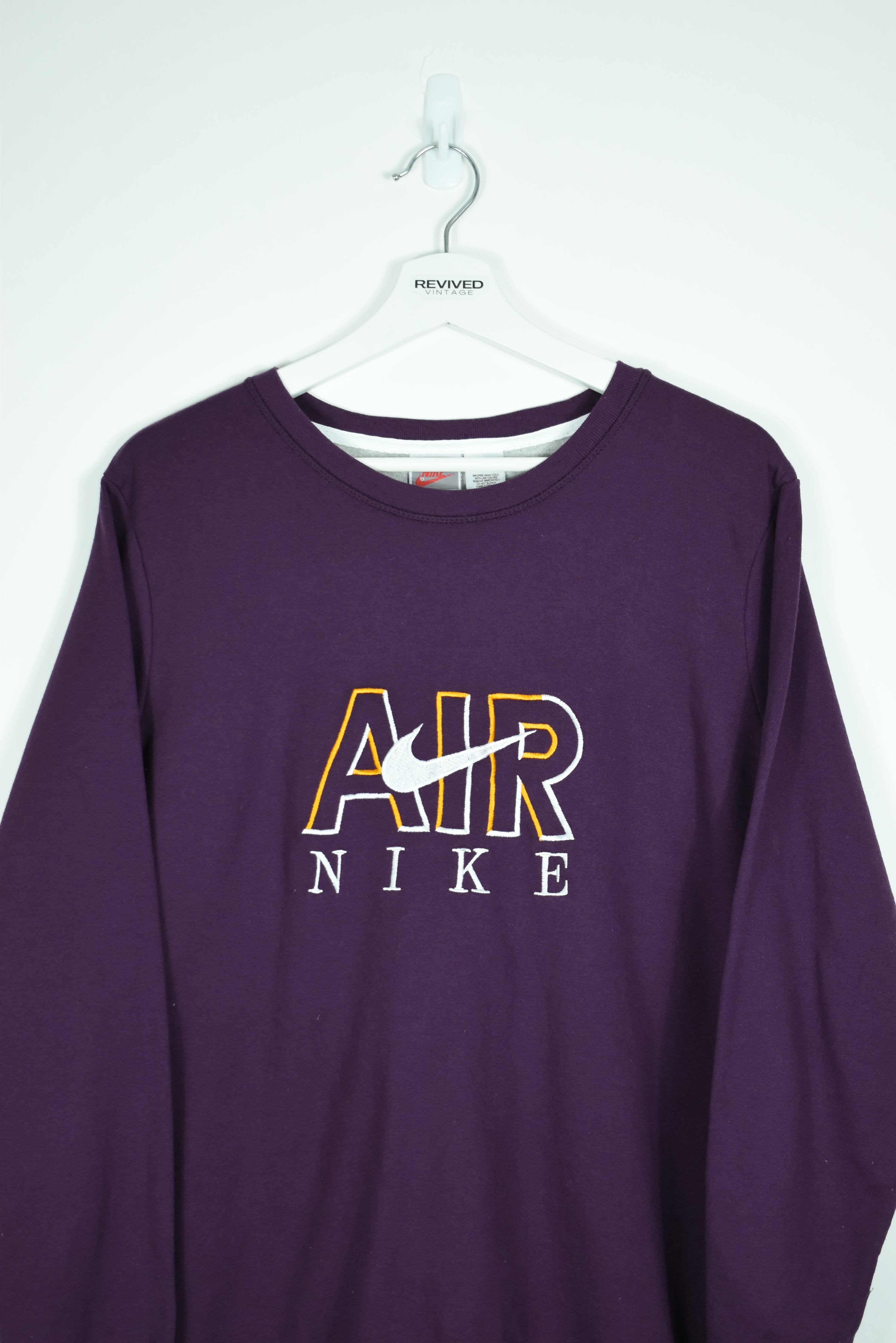 Vintage Nike Air Embroidery Bootleg Sweatshirt Purple Medium