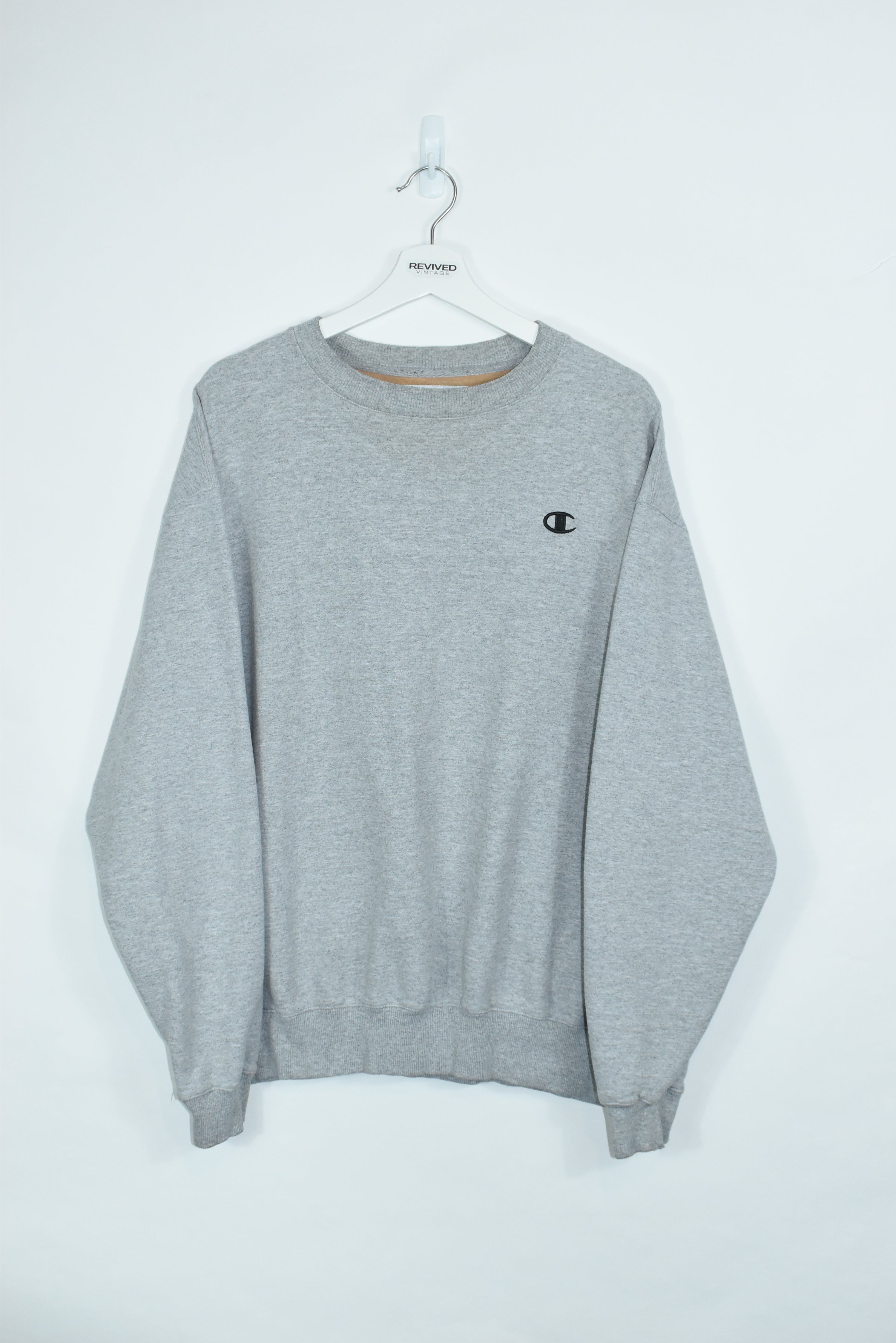 Vintage Champion Small Logo Embroidery Grey Sweatshirt Xlarge