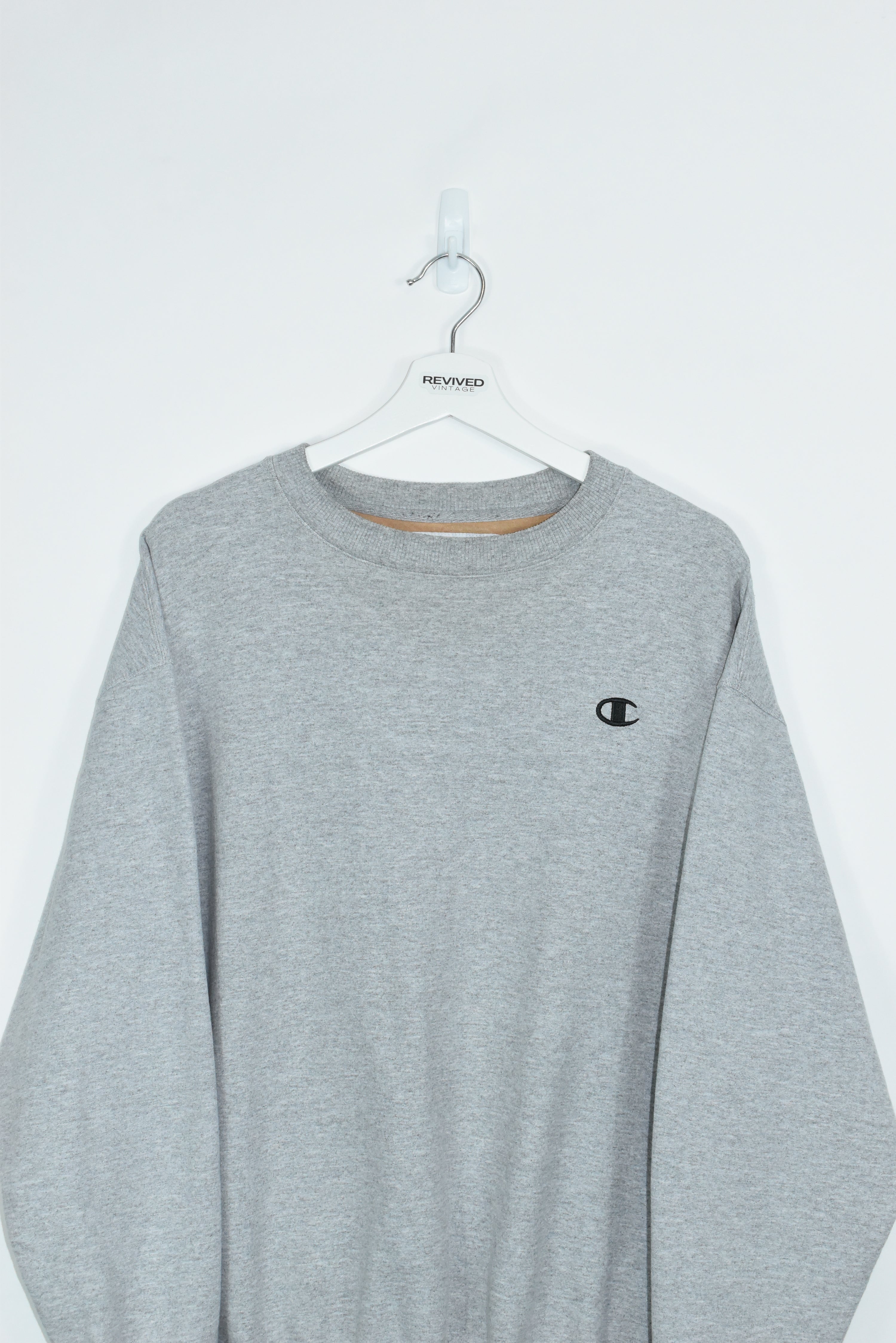 Vintage Champion Small Logo Embroidery Grey Sweatshirt Xlarge