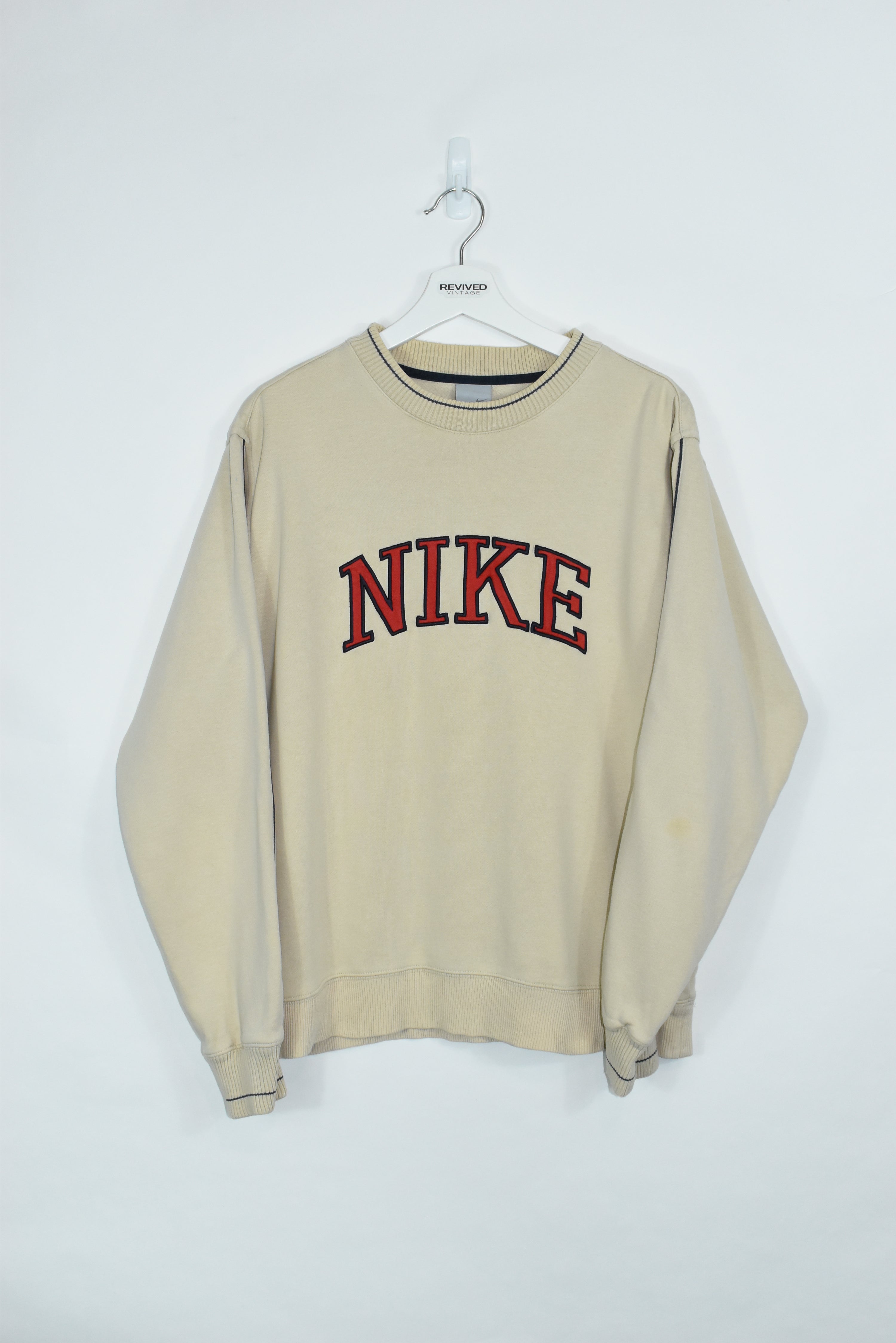 Vintage Nike Beige Embroidery Sweatshirt Medium