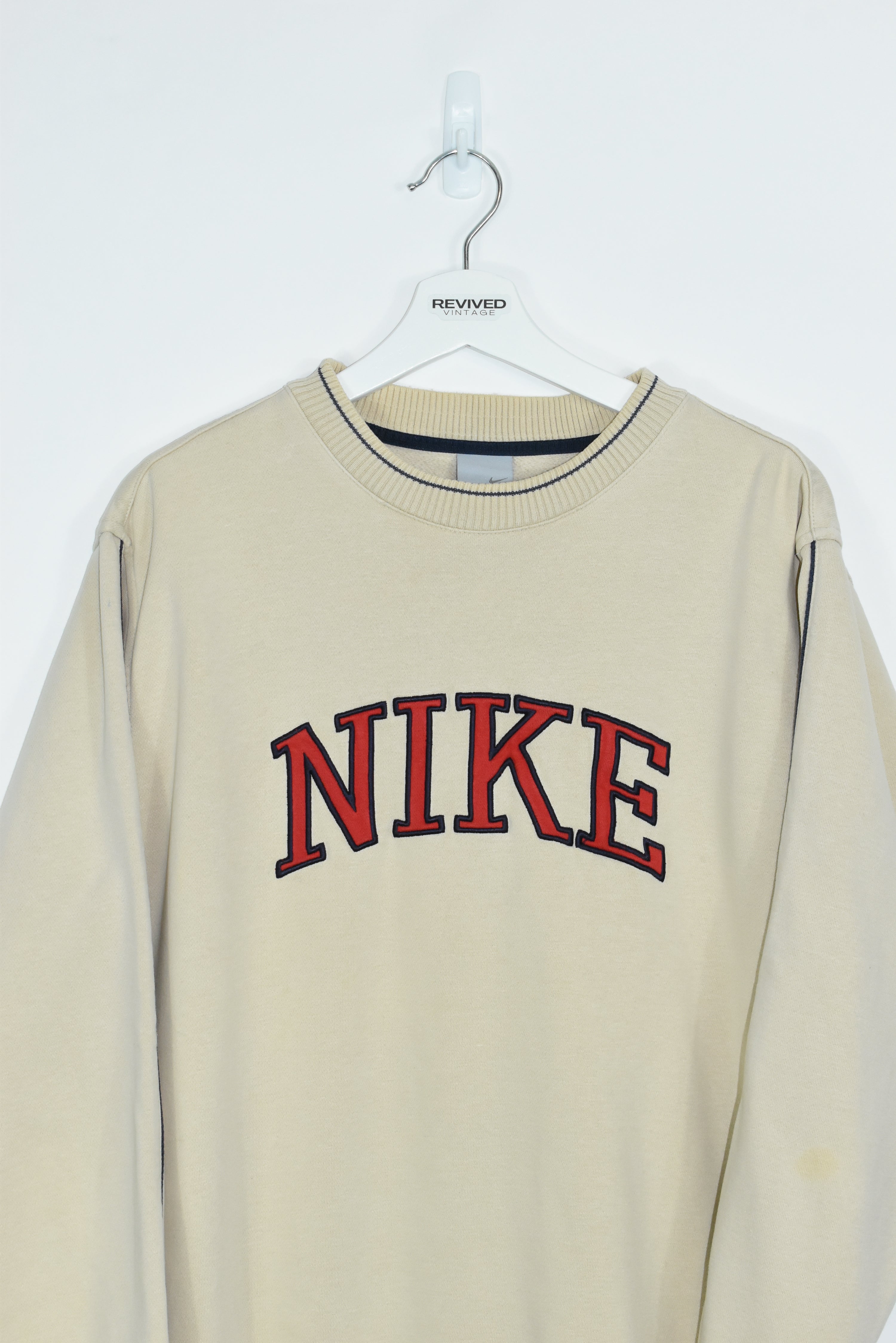 Vintage Nike Beige Embroidery Sweatshirt Medium