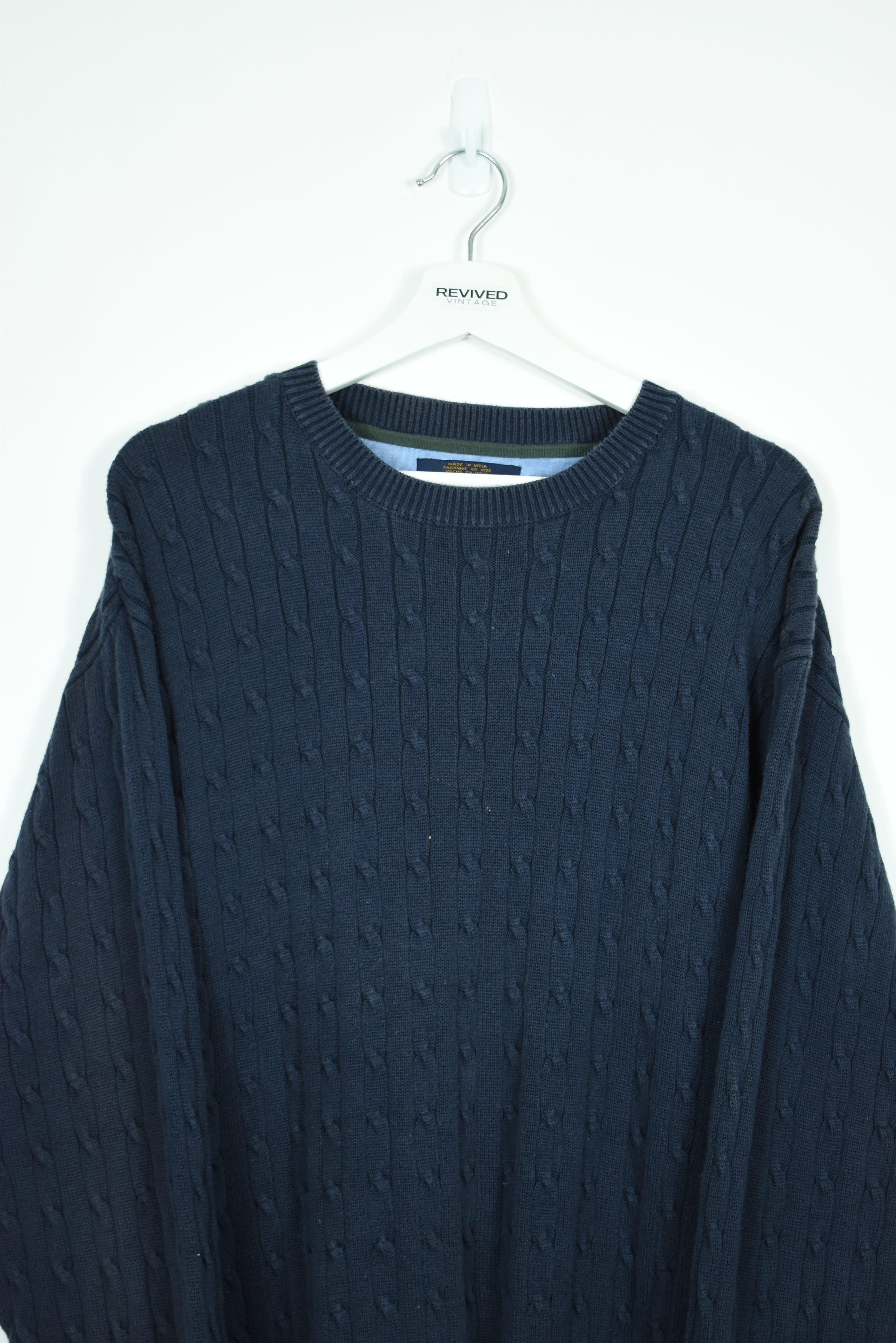 VINTAGE TOMMY HILFIGER NAVY EMBROIDERY SWEATER LARGE
