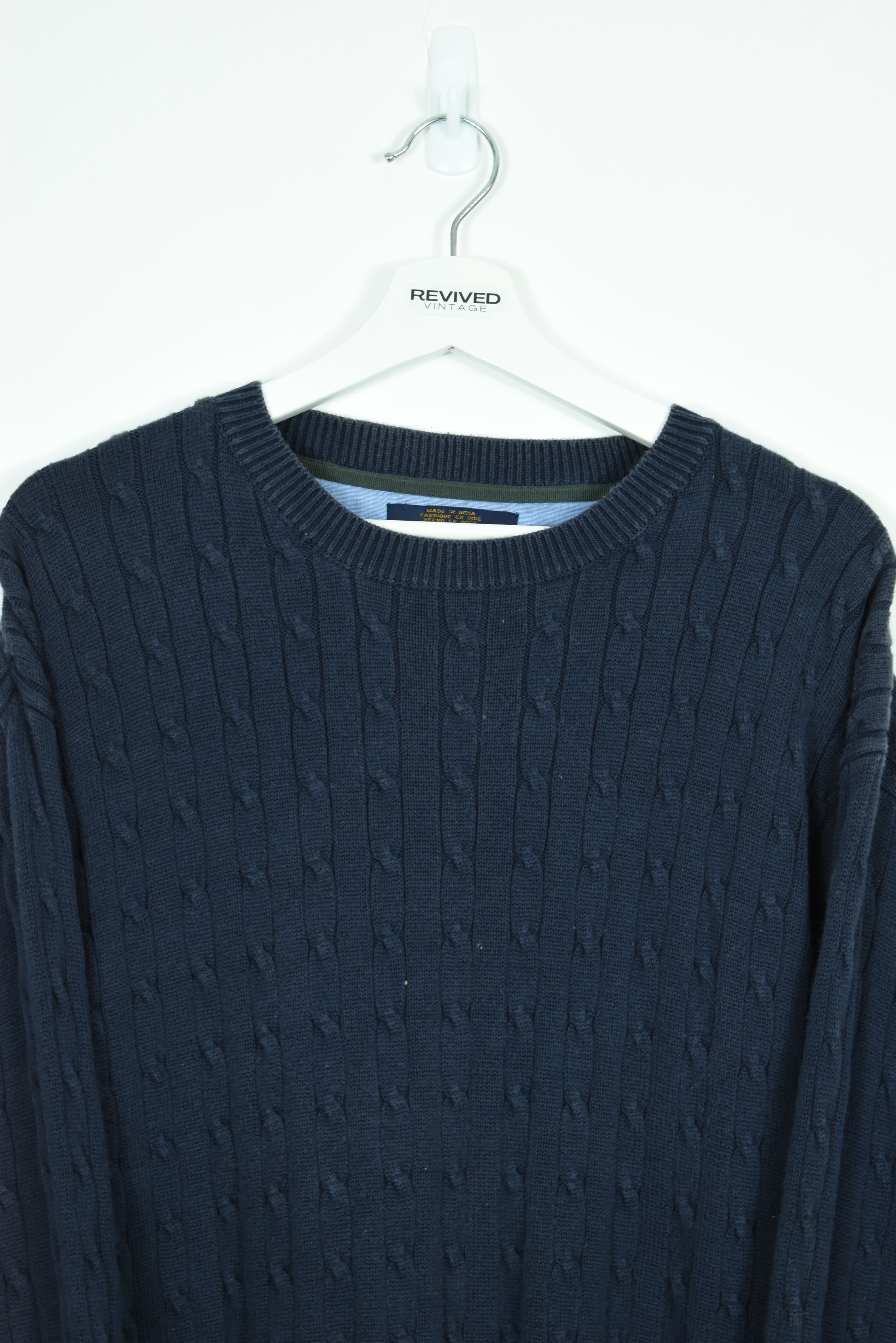 VINTAGE TOMMY HILFIGER NAVY EMBROIDERY SWEATER LARGE