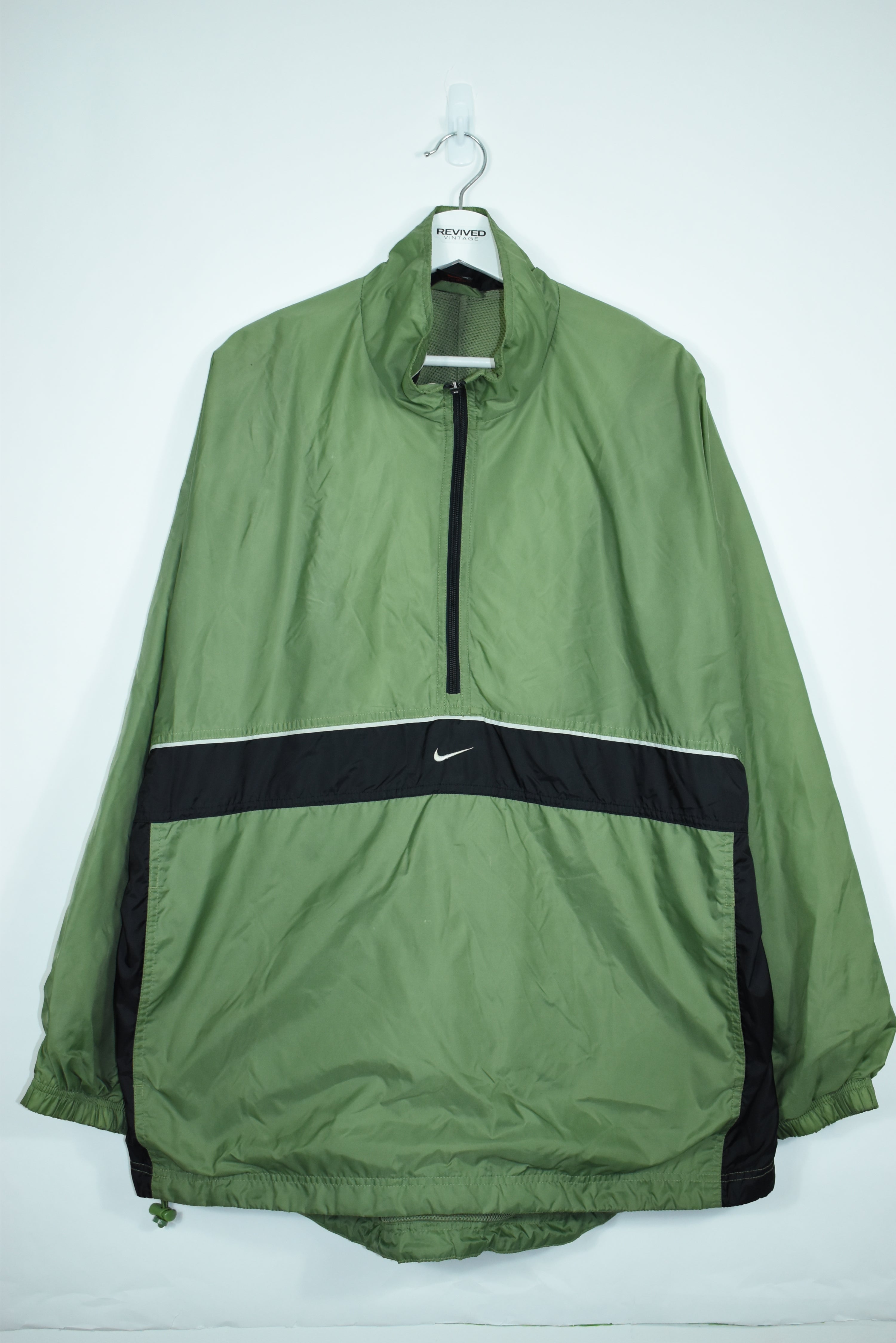 VINTAGE NIKE EMBROIDERY GREEN ANORAK LARGE