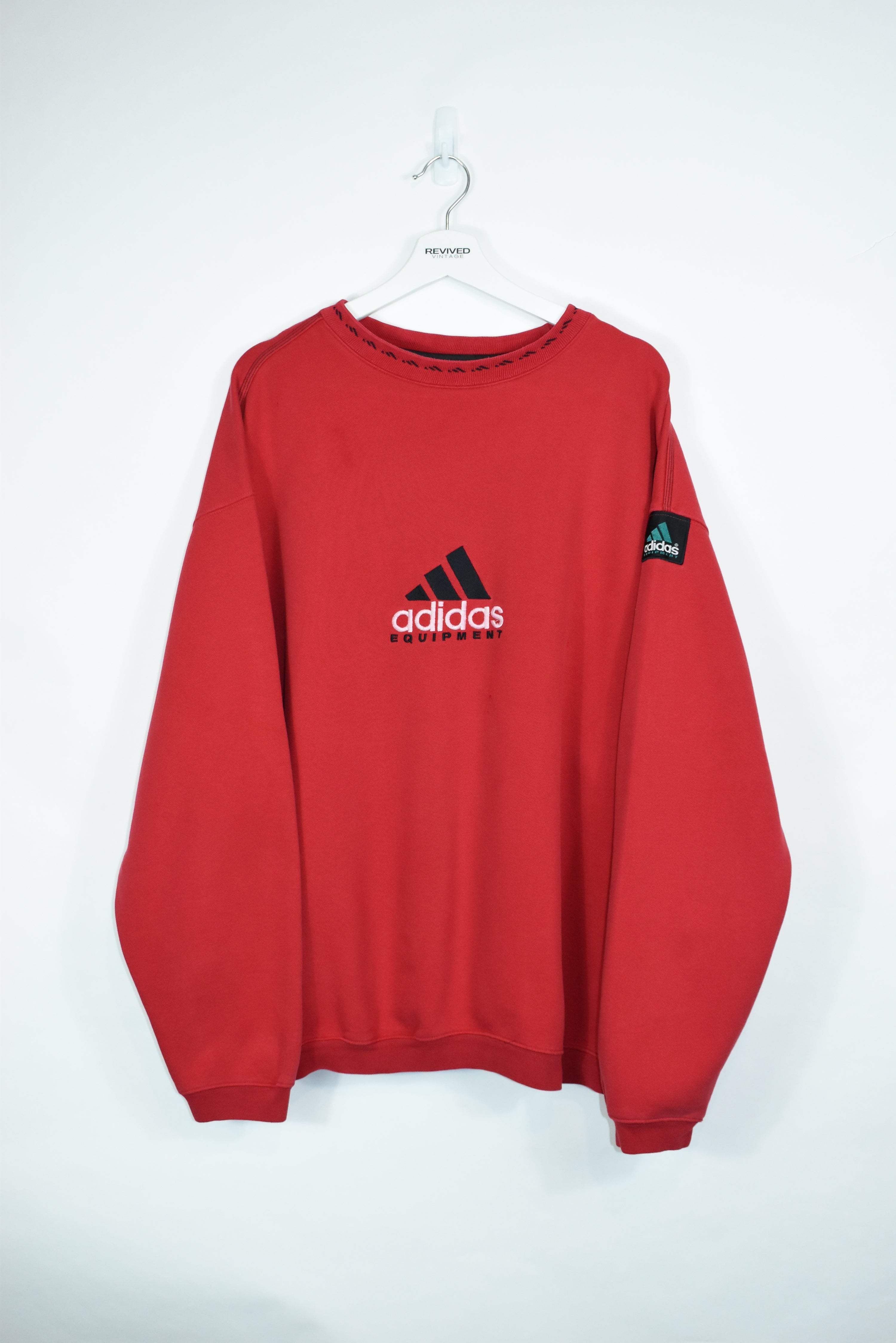 Vintage RARE Adidas Equipment Red Embroidery Sweatshirt XXL