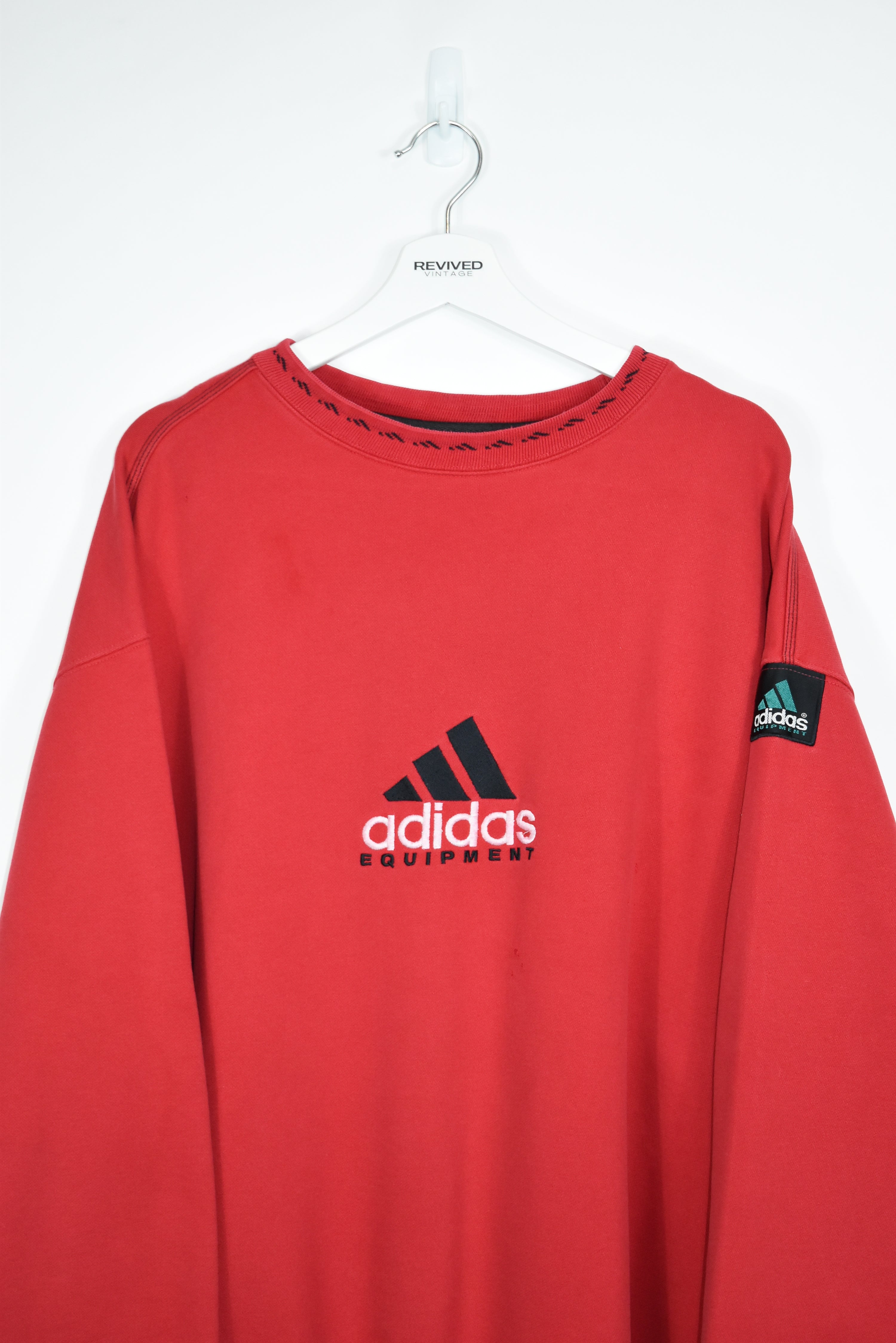 Vintage RARE Adidas Equipment Red Embroidery Sweatshirt XXL