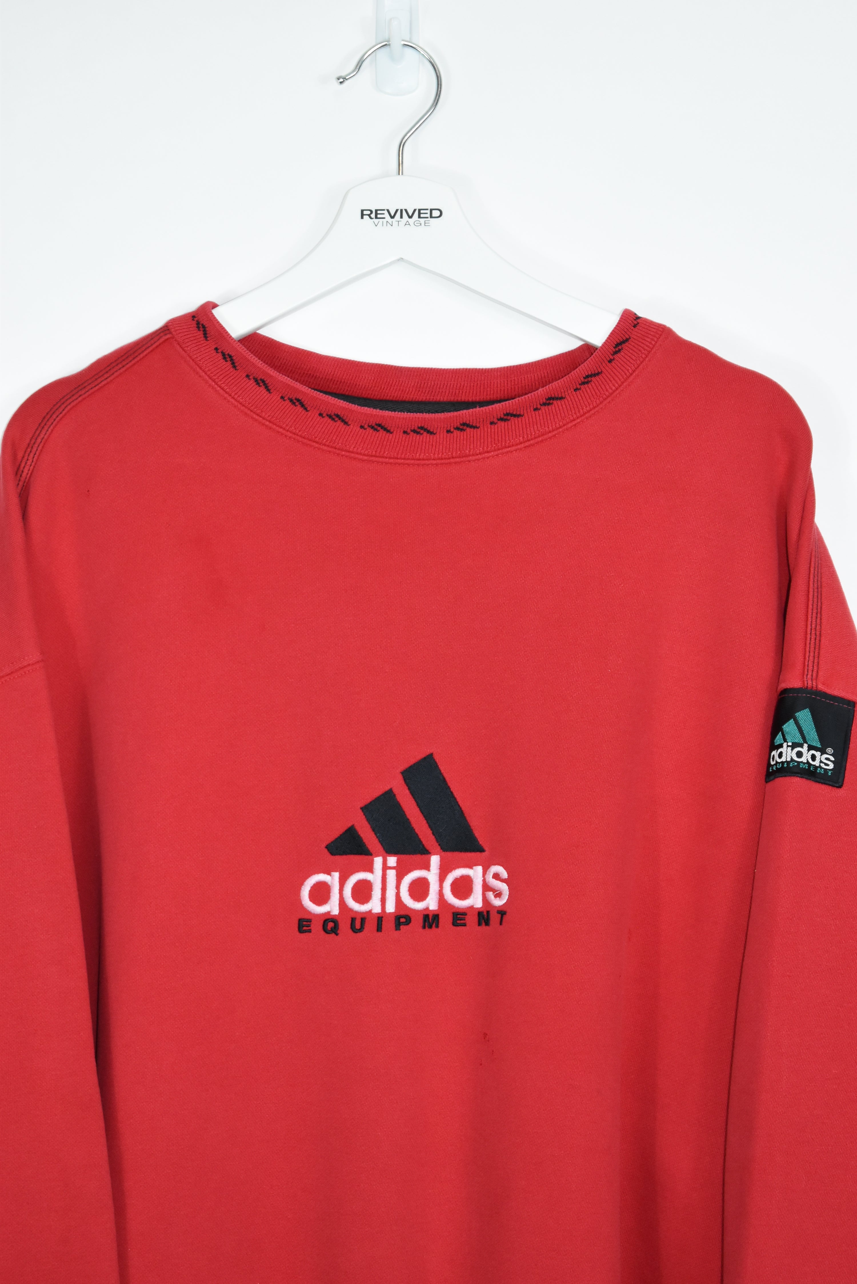 Vintage RARE Adidas Equipment Red Embroidery Sweatshirt XXL