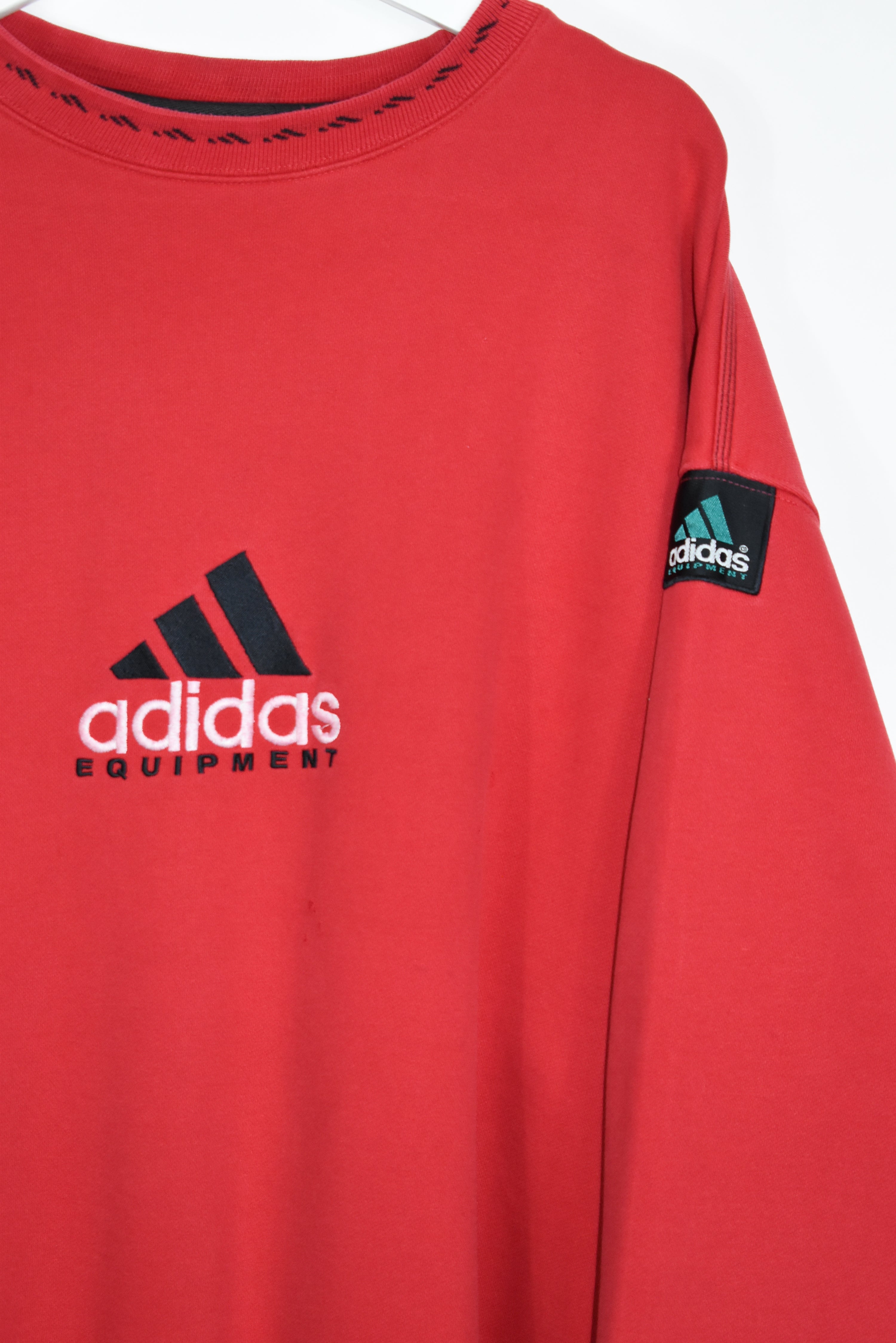 Vintage RARE Adidas Equipment Red Embroidery Sweatshirt XXL