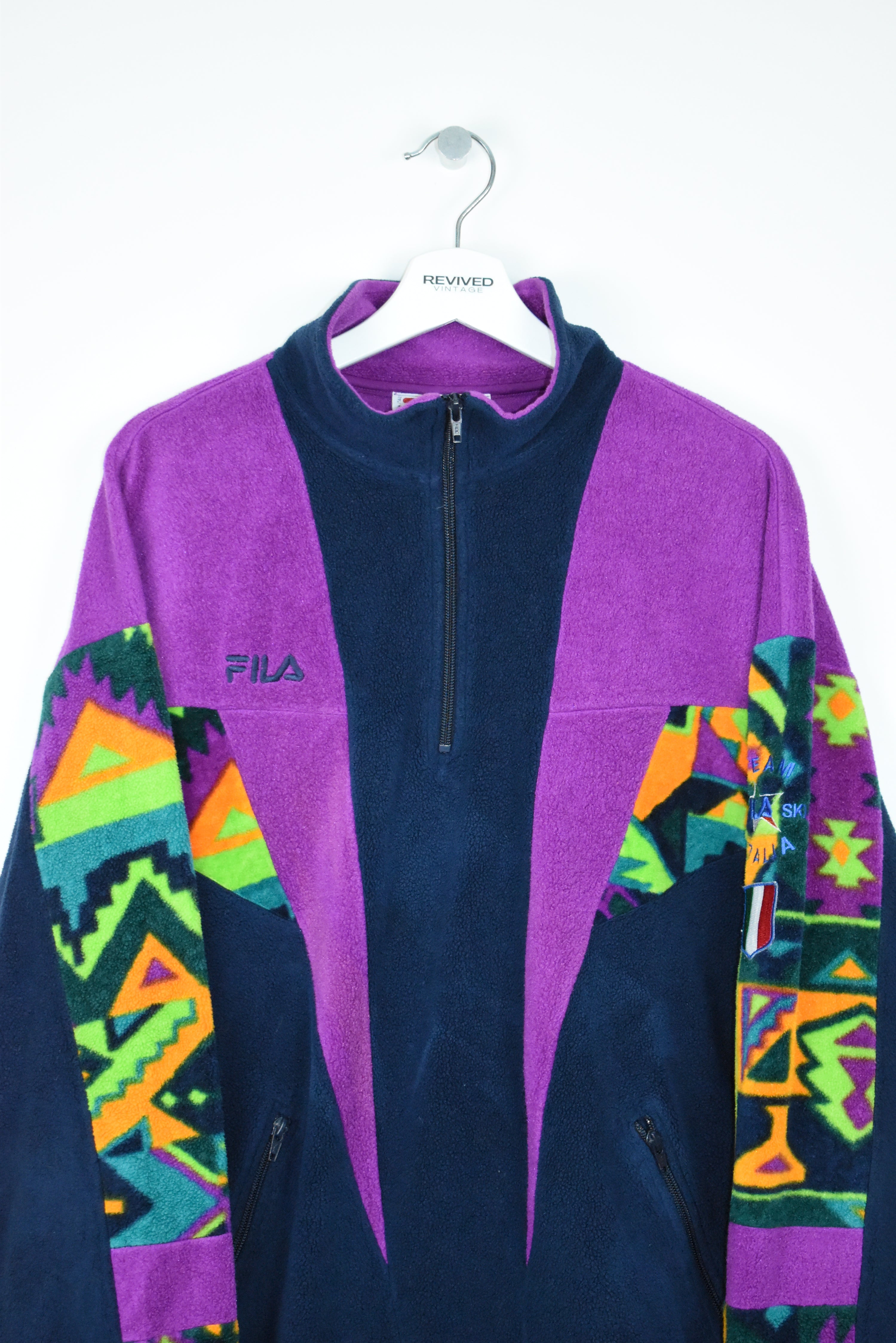 Vintage Fila 80S Pattern Fleece Large
