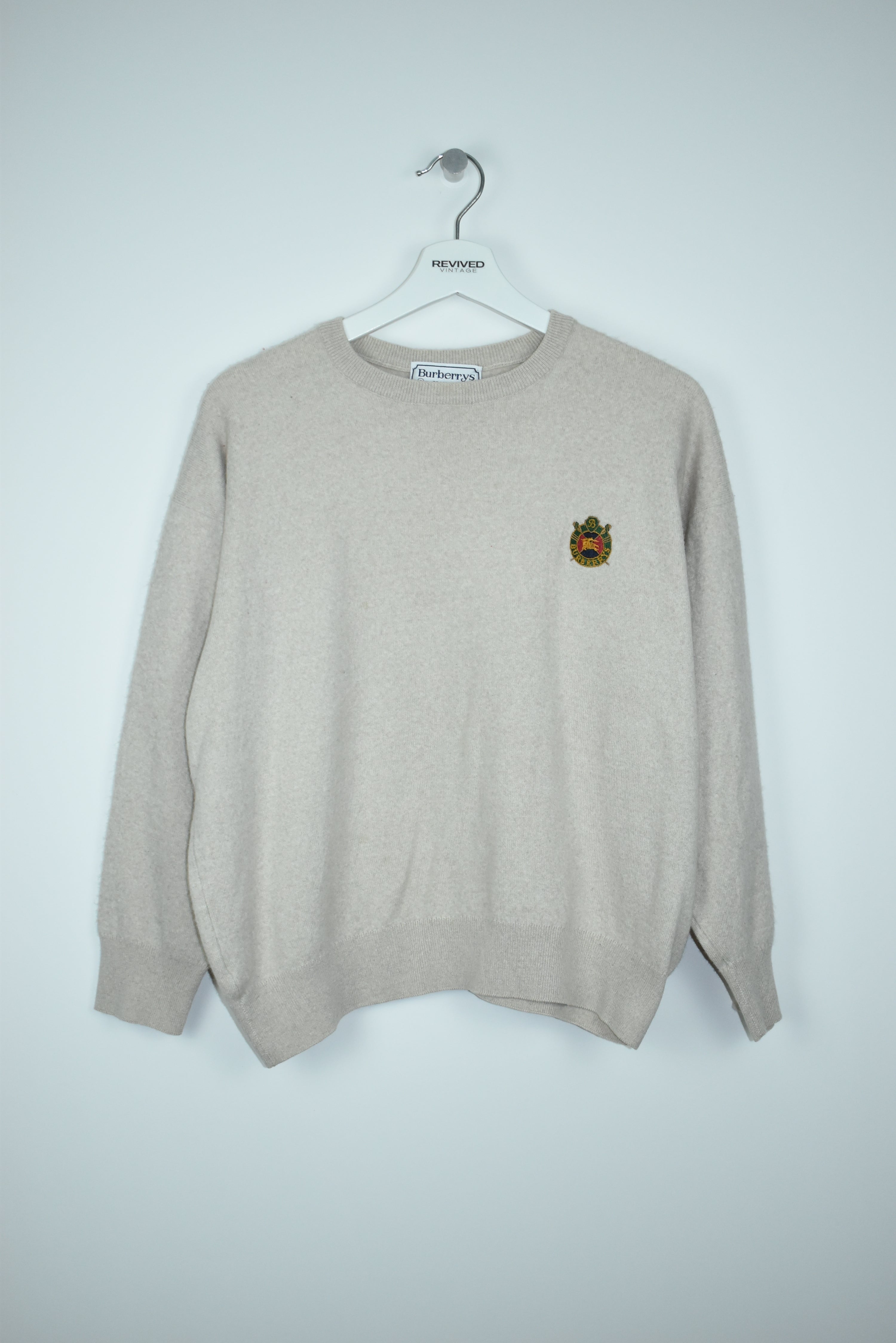 Vintage Burberry Embroidery Logo Knit Sweater Small