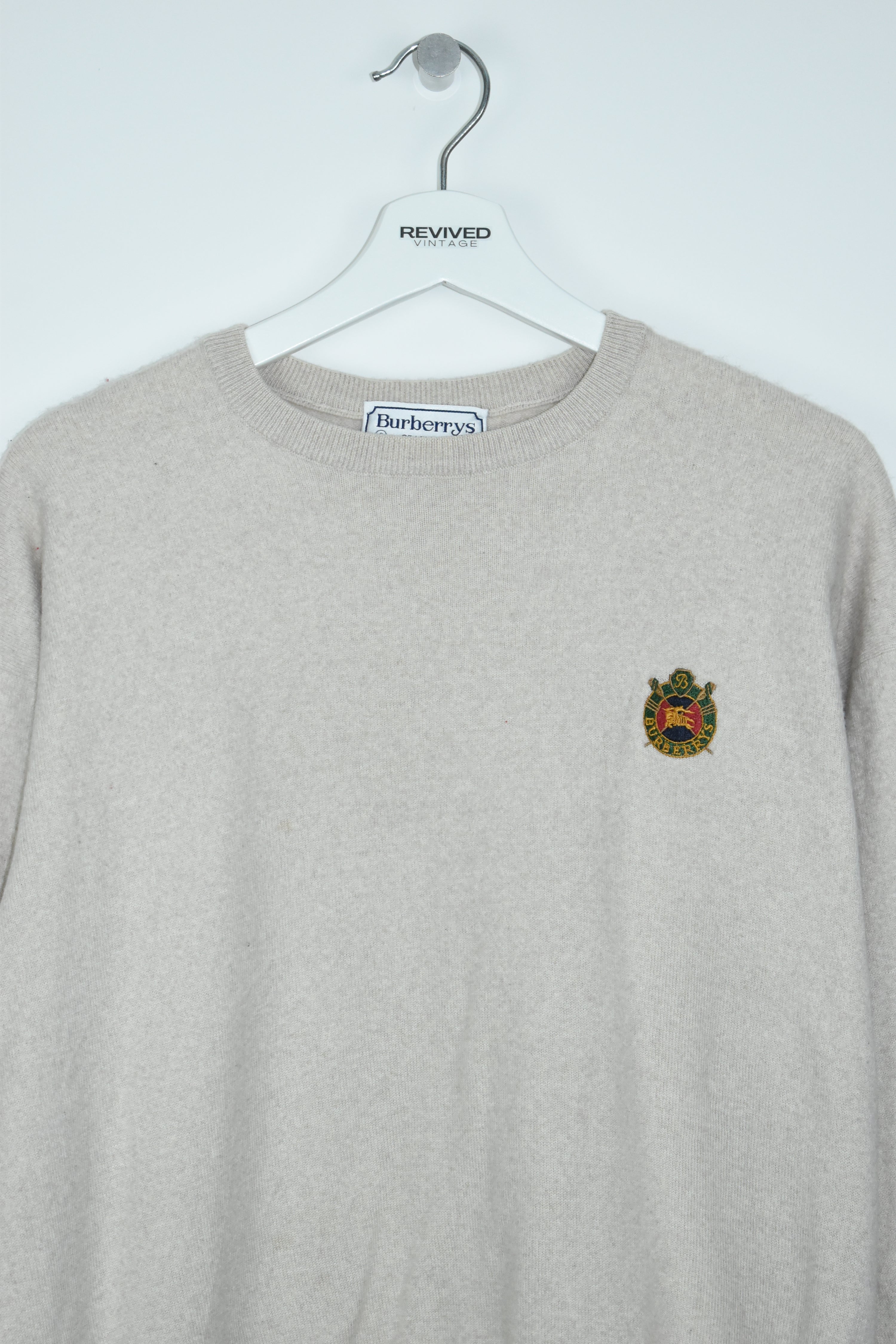 Vintage Burberry Embroidery Logo Knit Sweater Small