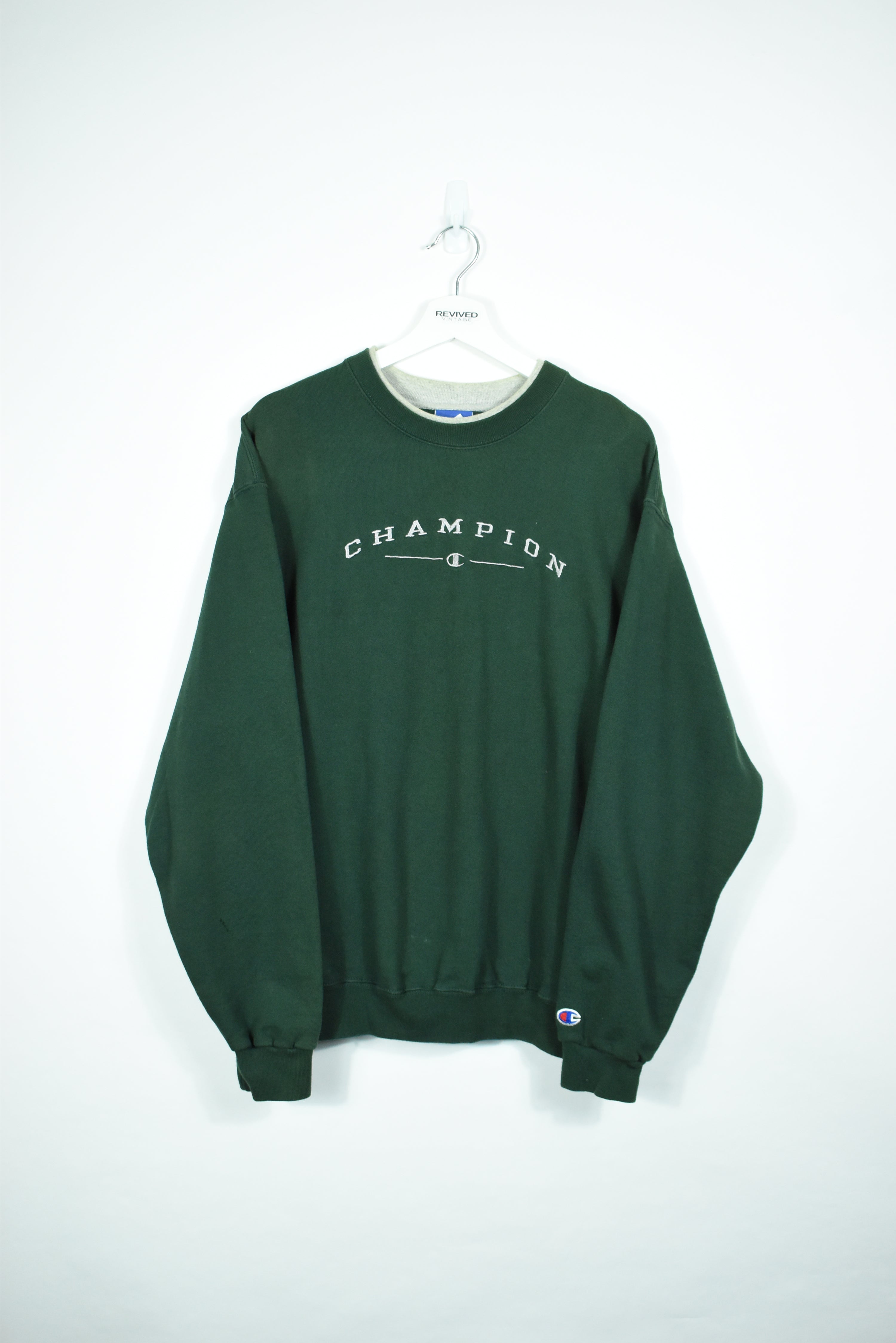 Vintage Champion Embroidery Logo Forrest Green Sweatshirt Large