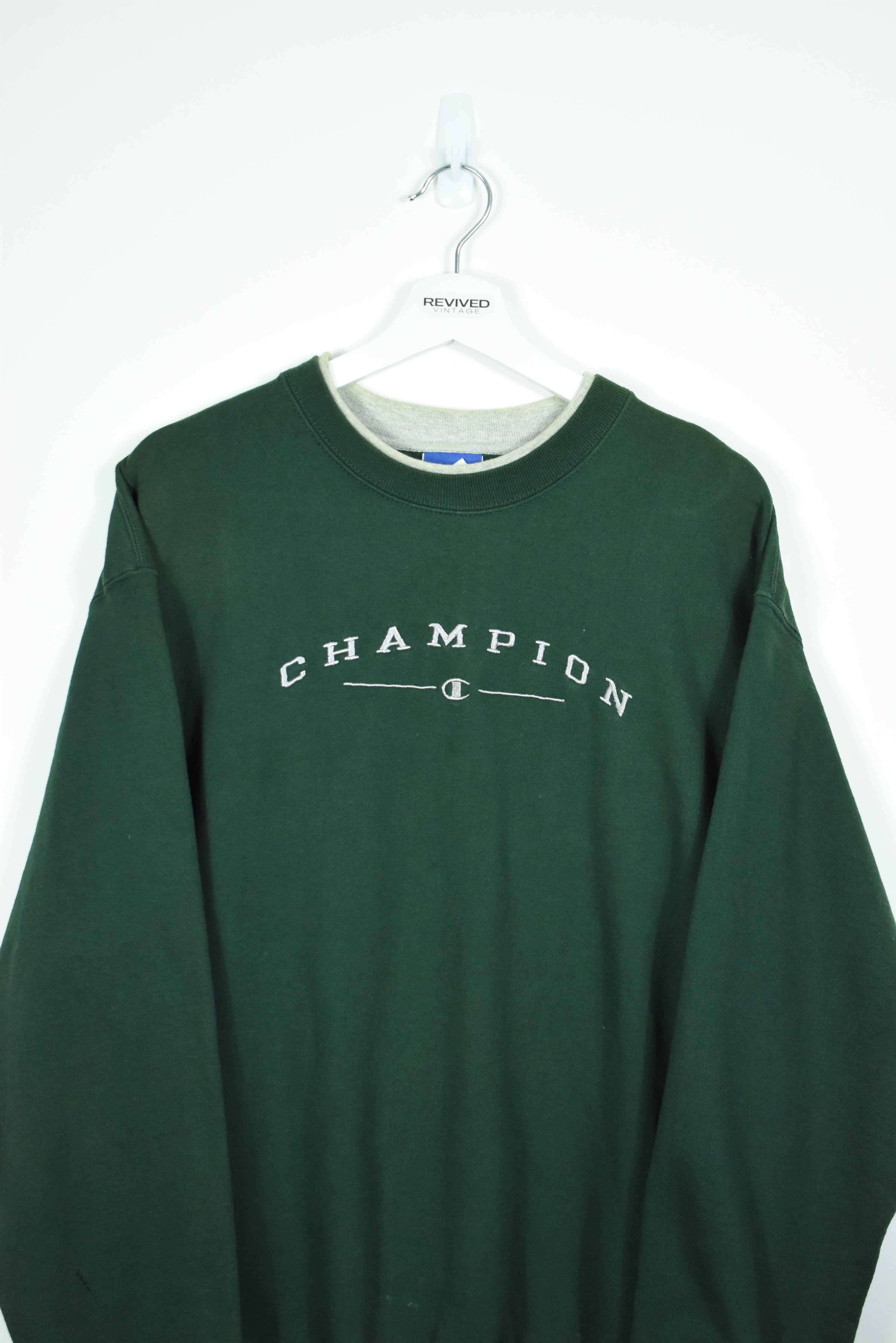Vintage Champion Embroidery Logo Forrest Green Sweatshirt Large