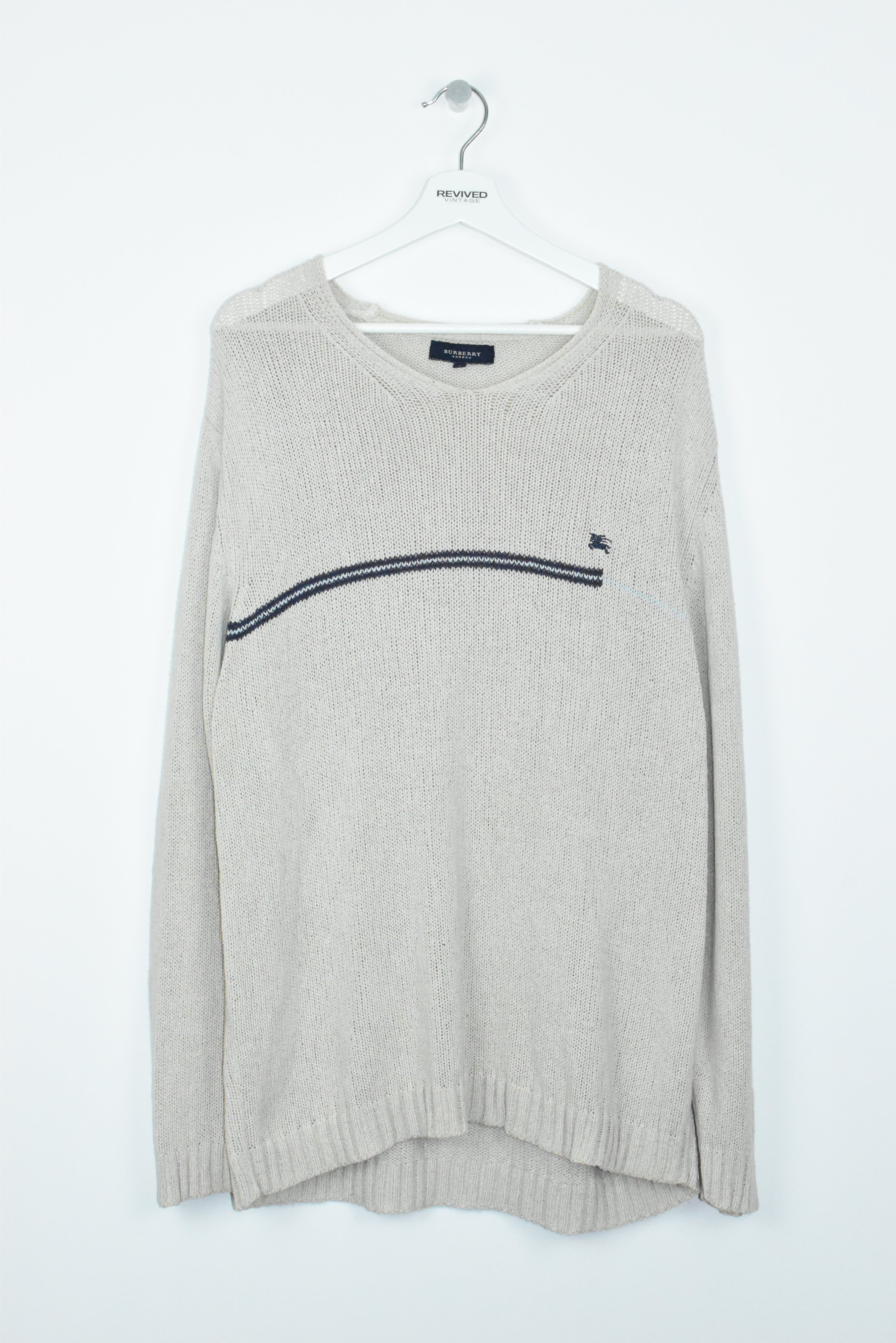 Vintage Burberry Knit Embroidery Sweater Xlarge