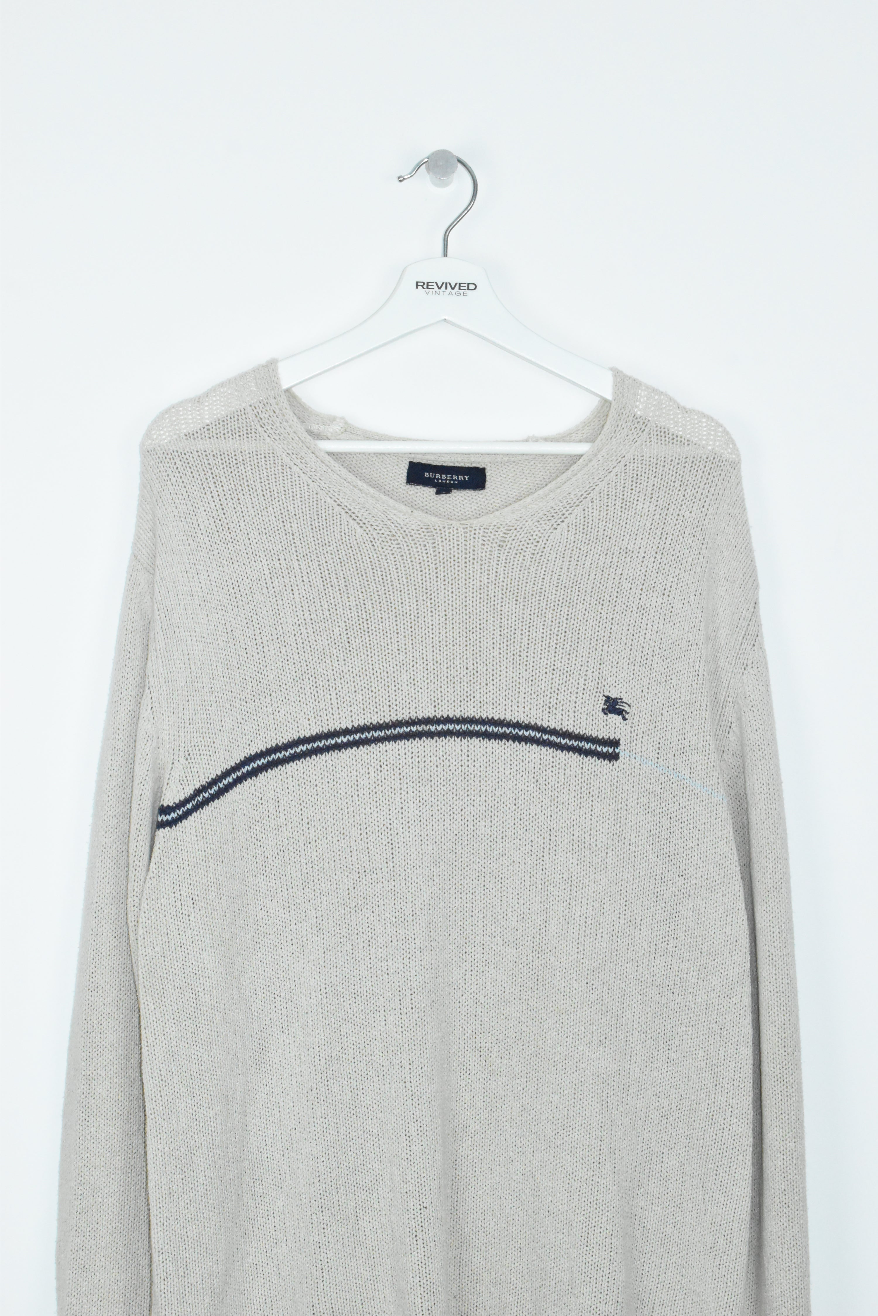 Vintage Burberry Knit Embroidery Sweater Xlarge