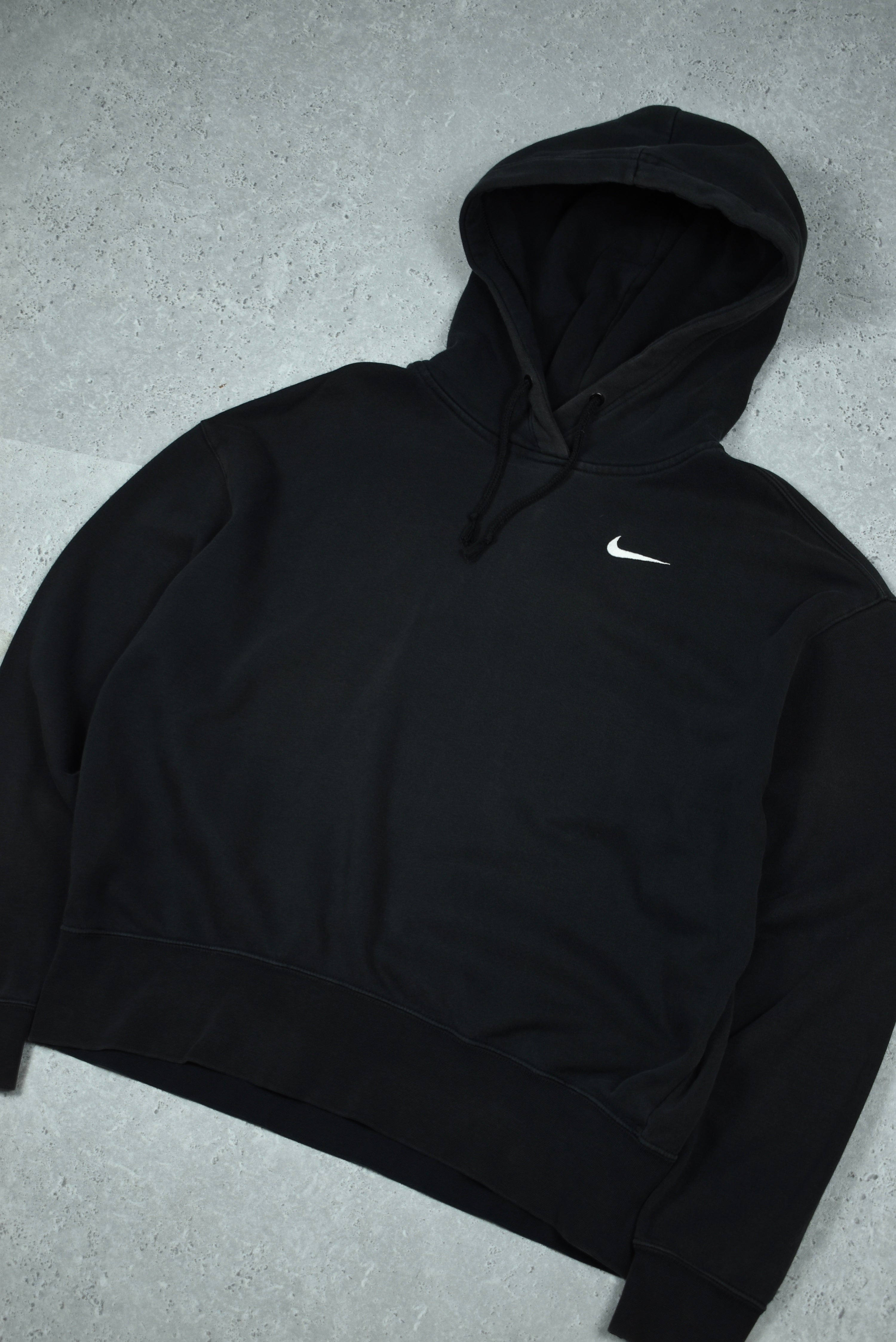 Vintage Nike Embroidery Swoosh Hoodie Black Medium