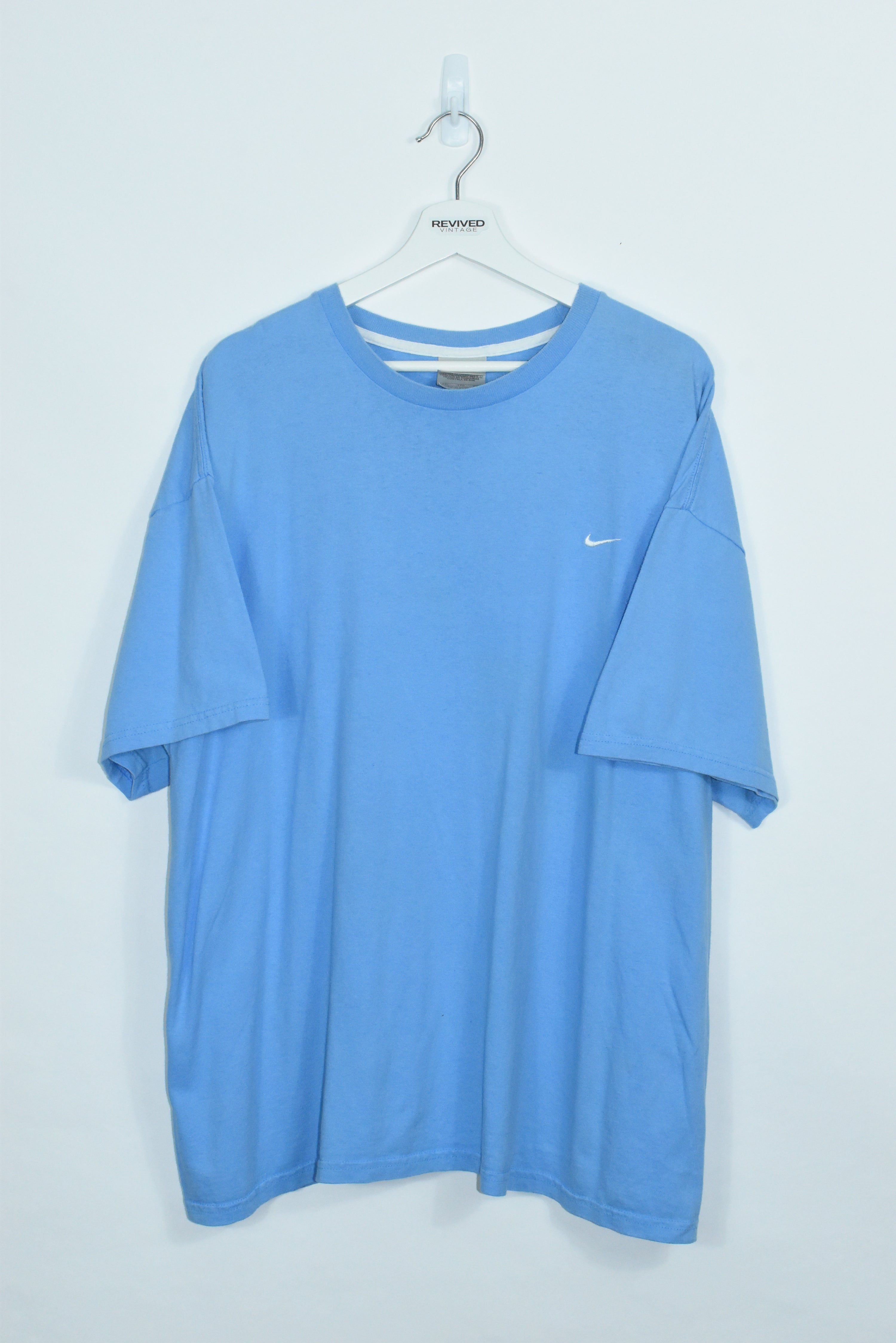 Vintage Nike Baby Blue Embroidery Small Swoosh T Shirt XXL