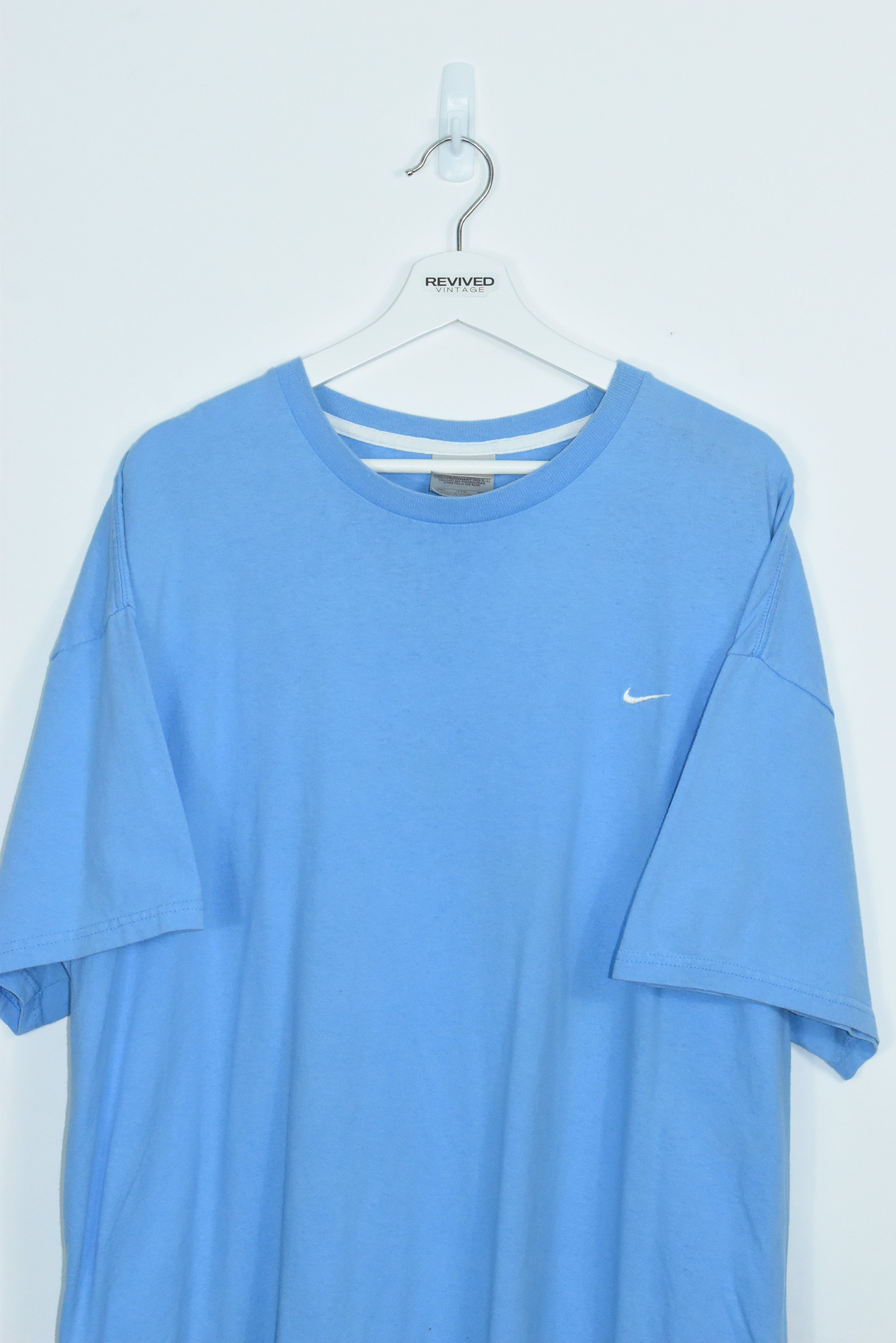 Vintage Nike Baby Blue Embroidery Small Swoosh T Shirt XXL