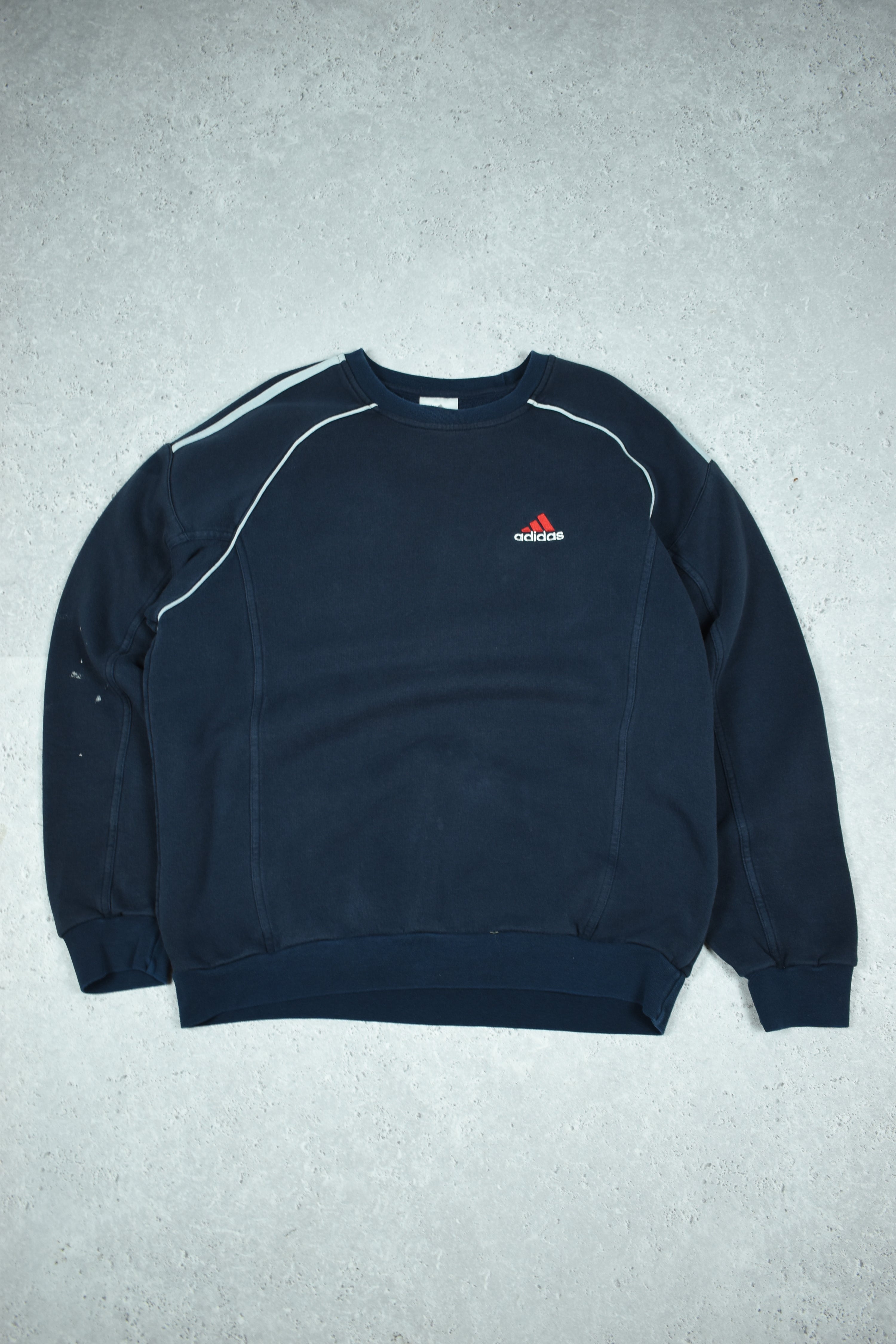 Vintage Adidas Embroidery Small Logo Sweatshirt Navy Xlarge