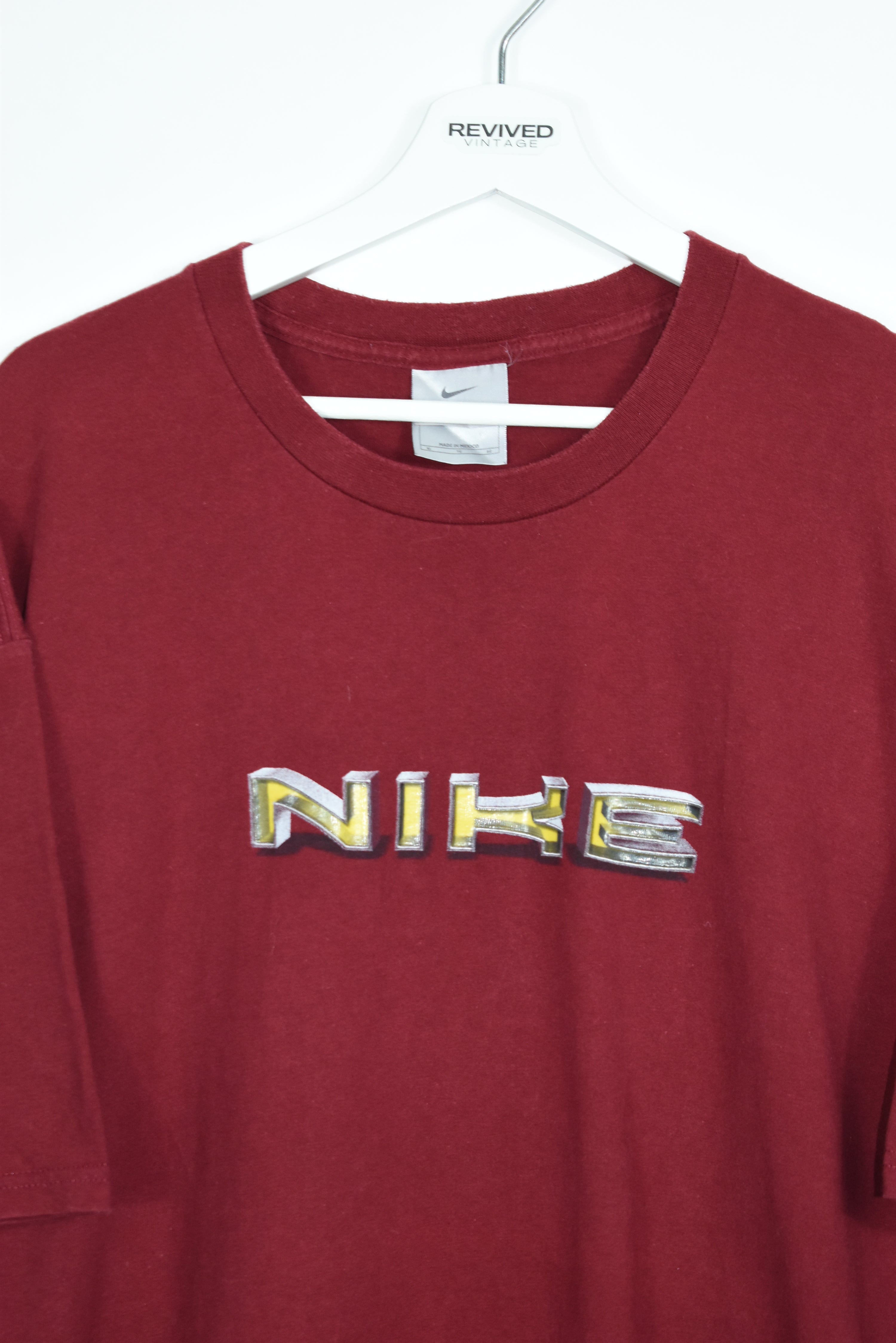 Vintage Nike 3D Print Burgandy T Shirt XXL